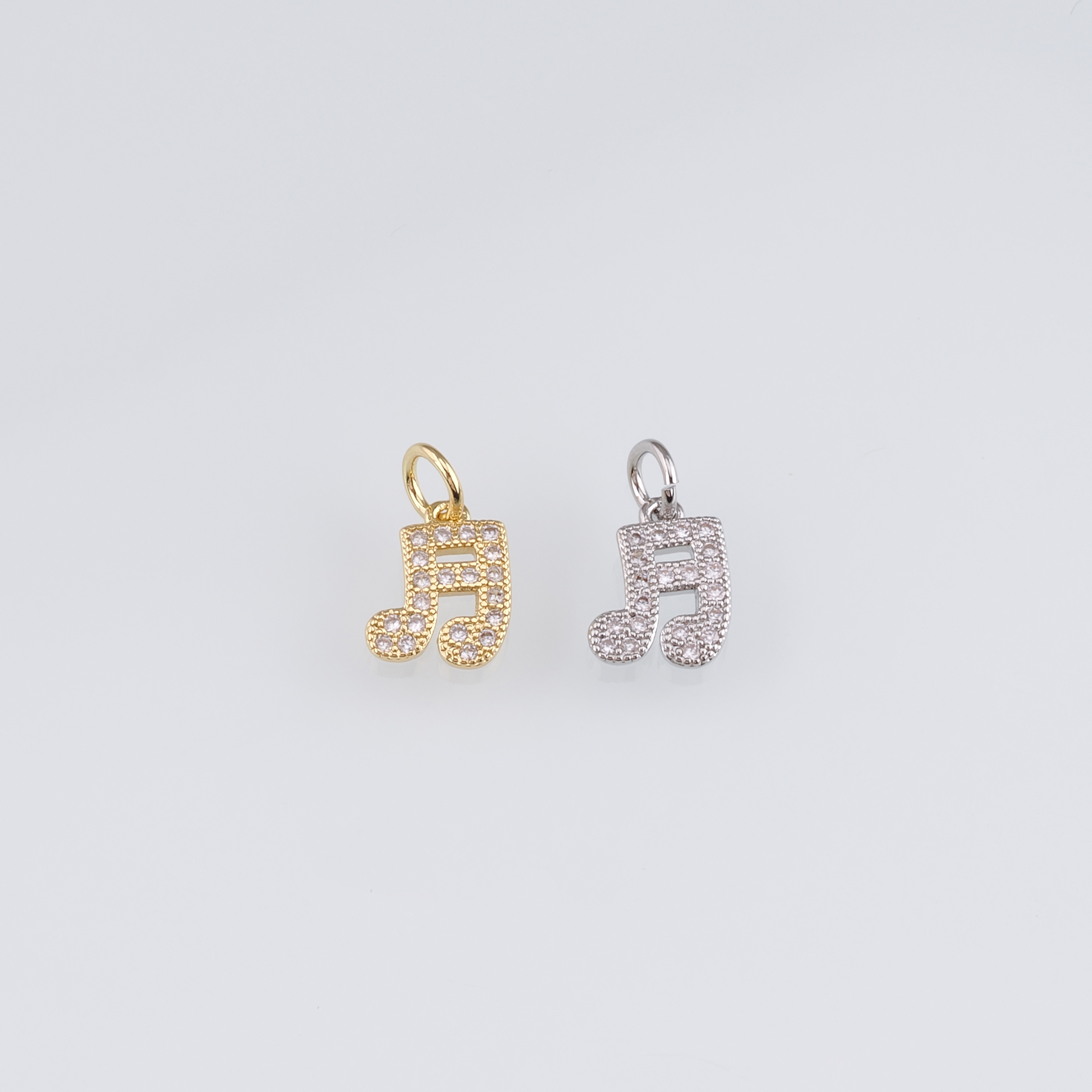 18K Gold Filled Musical Note Pendant,CZ Micro Pave Music Charm Earrings Necklace for DIY Jewelry Making Supply