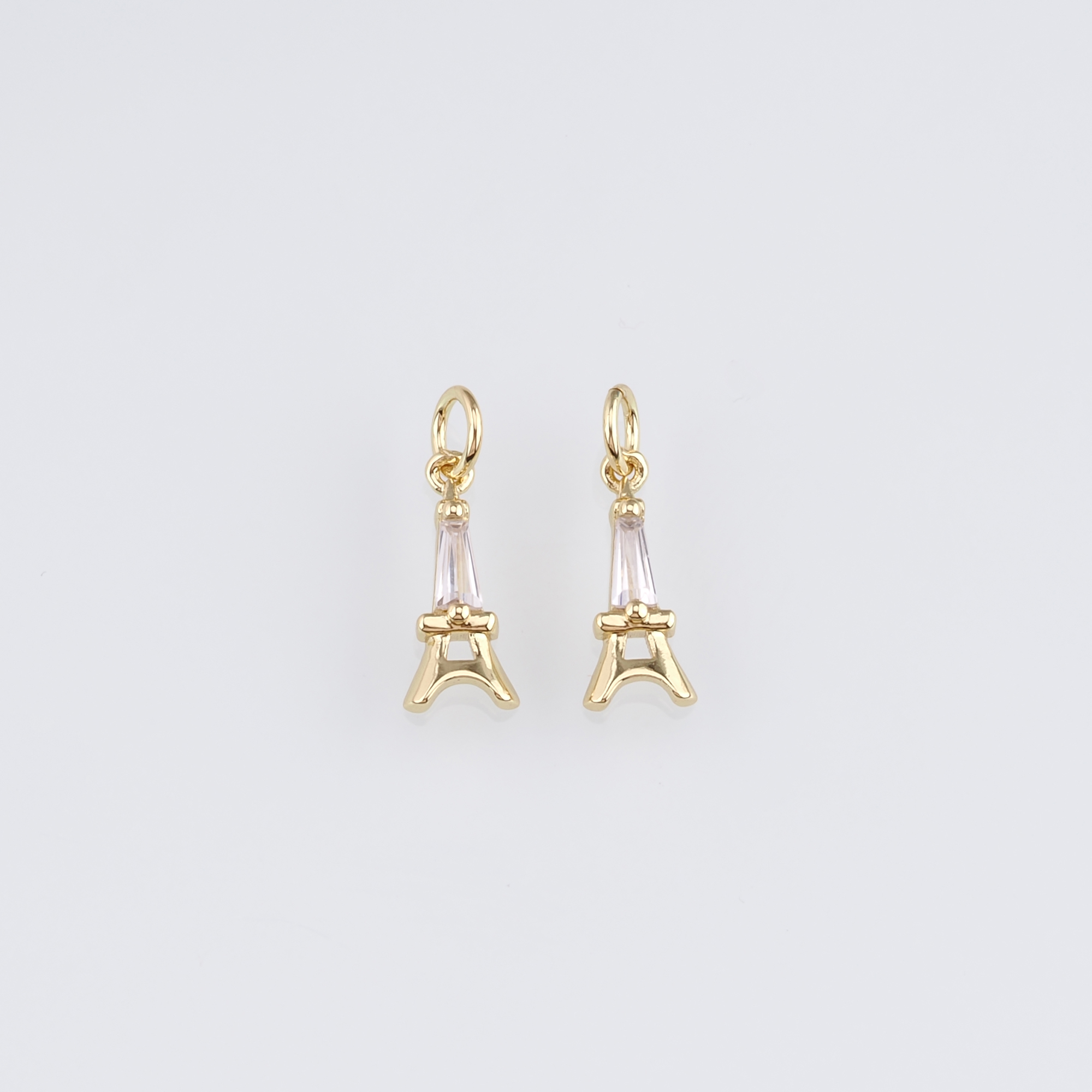 18K Gold Filled Tower Pendant,CZ Micro Pave Eiffel Tower Charm Earrings Necklace for DIY Jewelry Making Supply