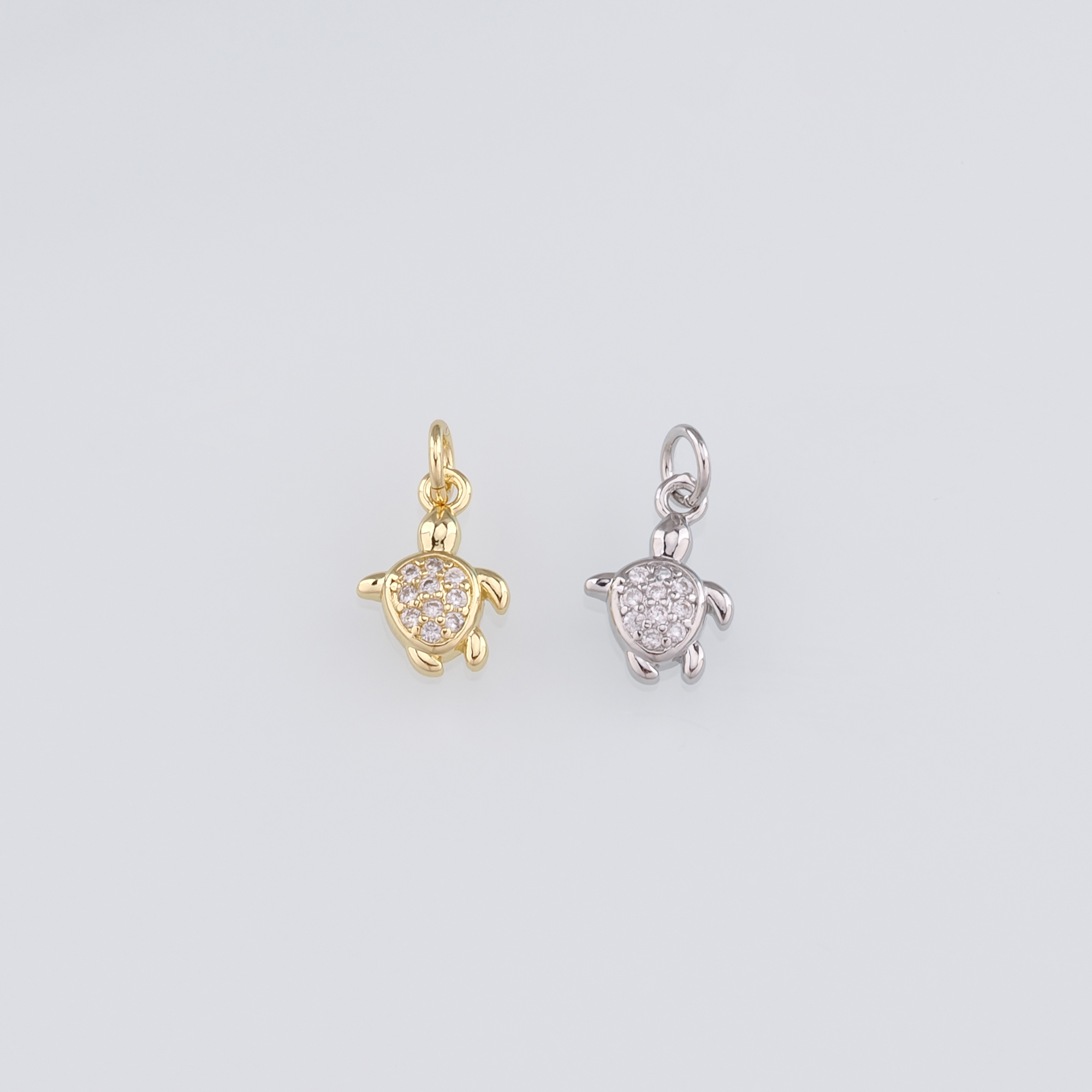 18K Gold Filled Turtle Pendant,CZ Micro Pave Turtle Charm Earrings Necklace for DIY Jewelry Making Supply