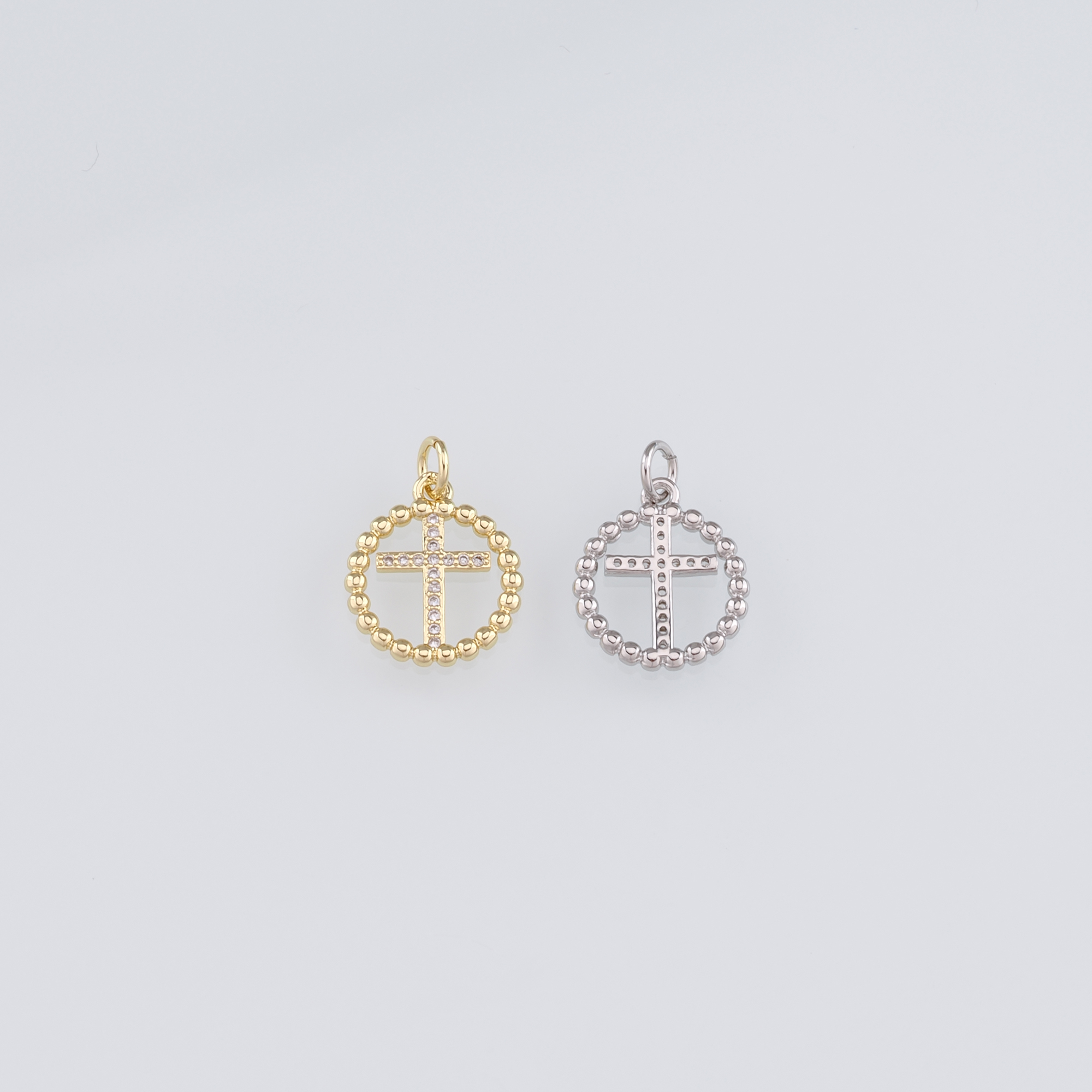 18K Gold Filled Cross Pendant,CZ Micro Pave Cross Charm Earrings Necklace for DIY Jewelry Making Supply