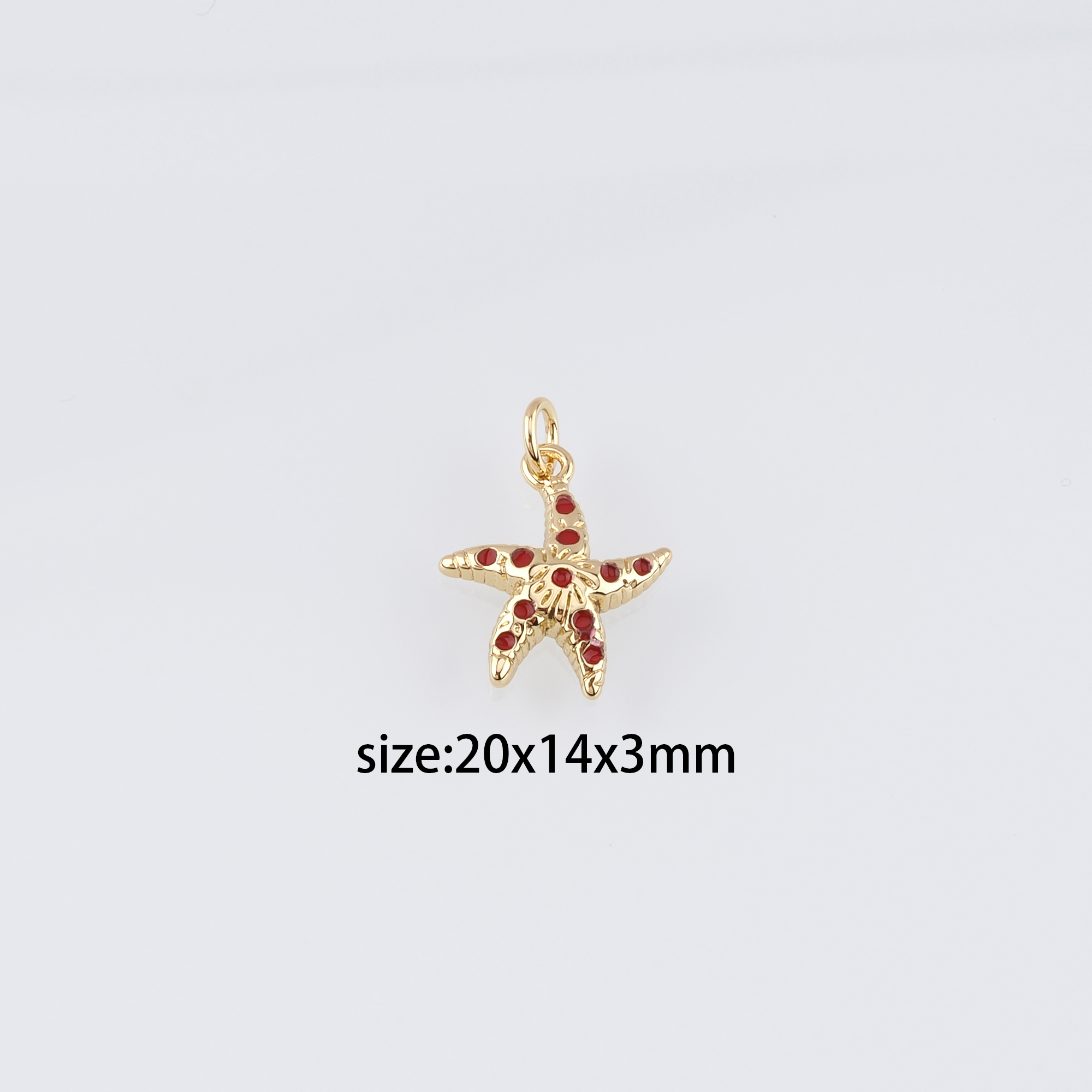 18K Gold Filled Starfish Pendant,Enamel Starfish Charm Earrings Necklace for DIY Jewelry Making Supply