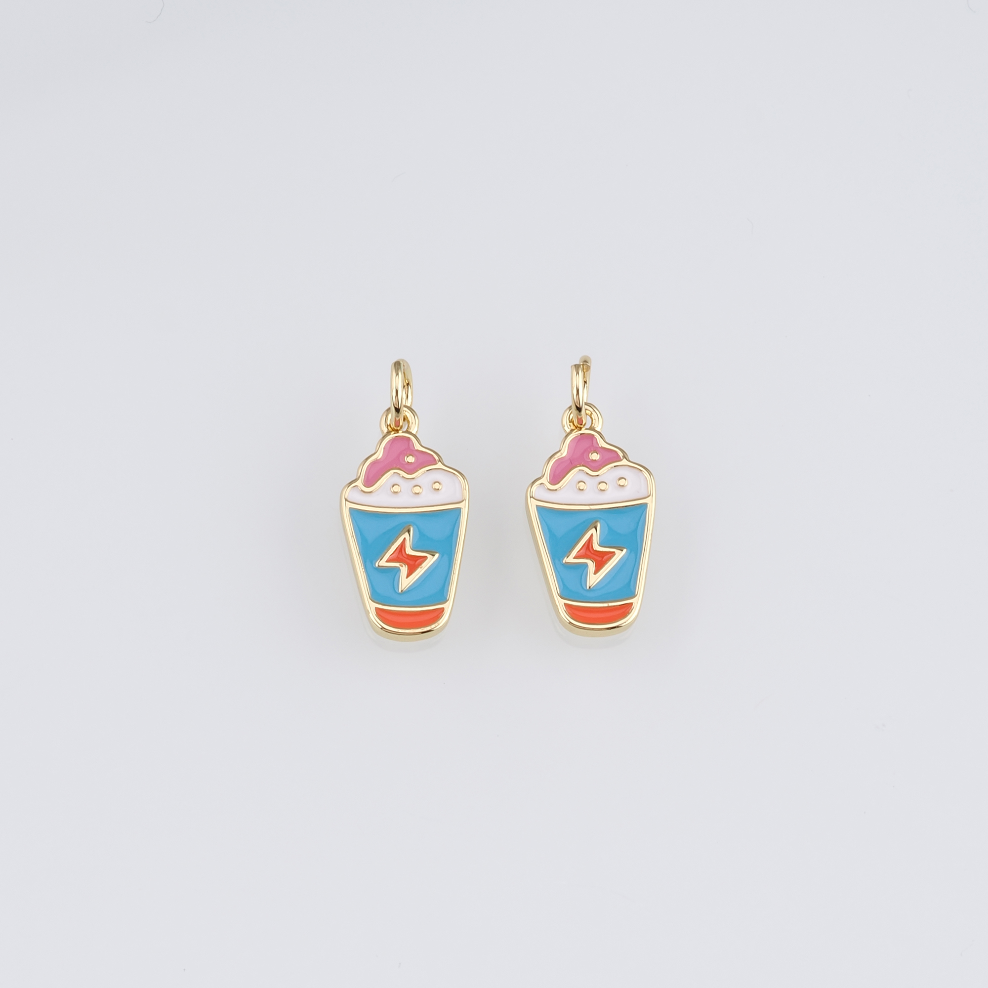 18K Gold Filled Drink Pendant,Enamel Drink Charm Earrings Necklace for DIY Jewelry Making Supply