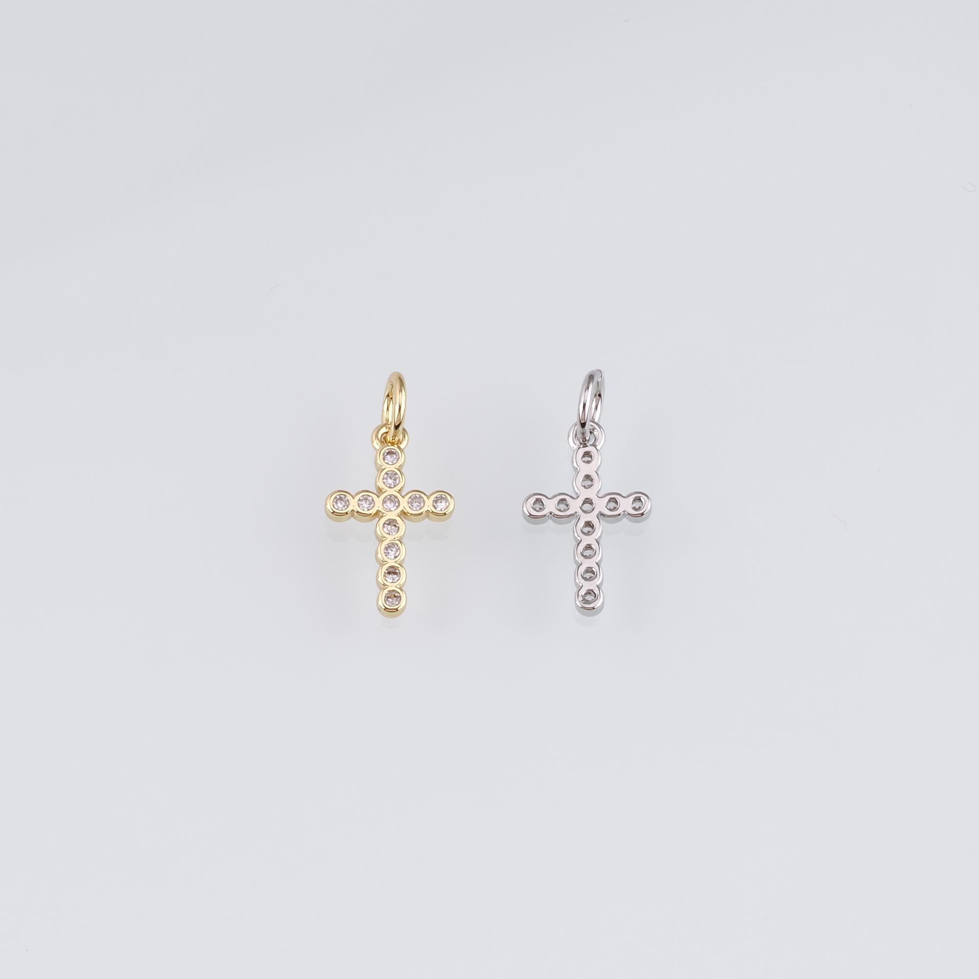 18K Gold Filled Cross Pendant,CZ Micro Pave Cross Charm Earrings Necklace for DIY Jewelry Making Supply