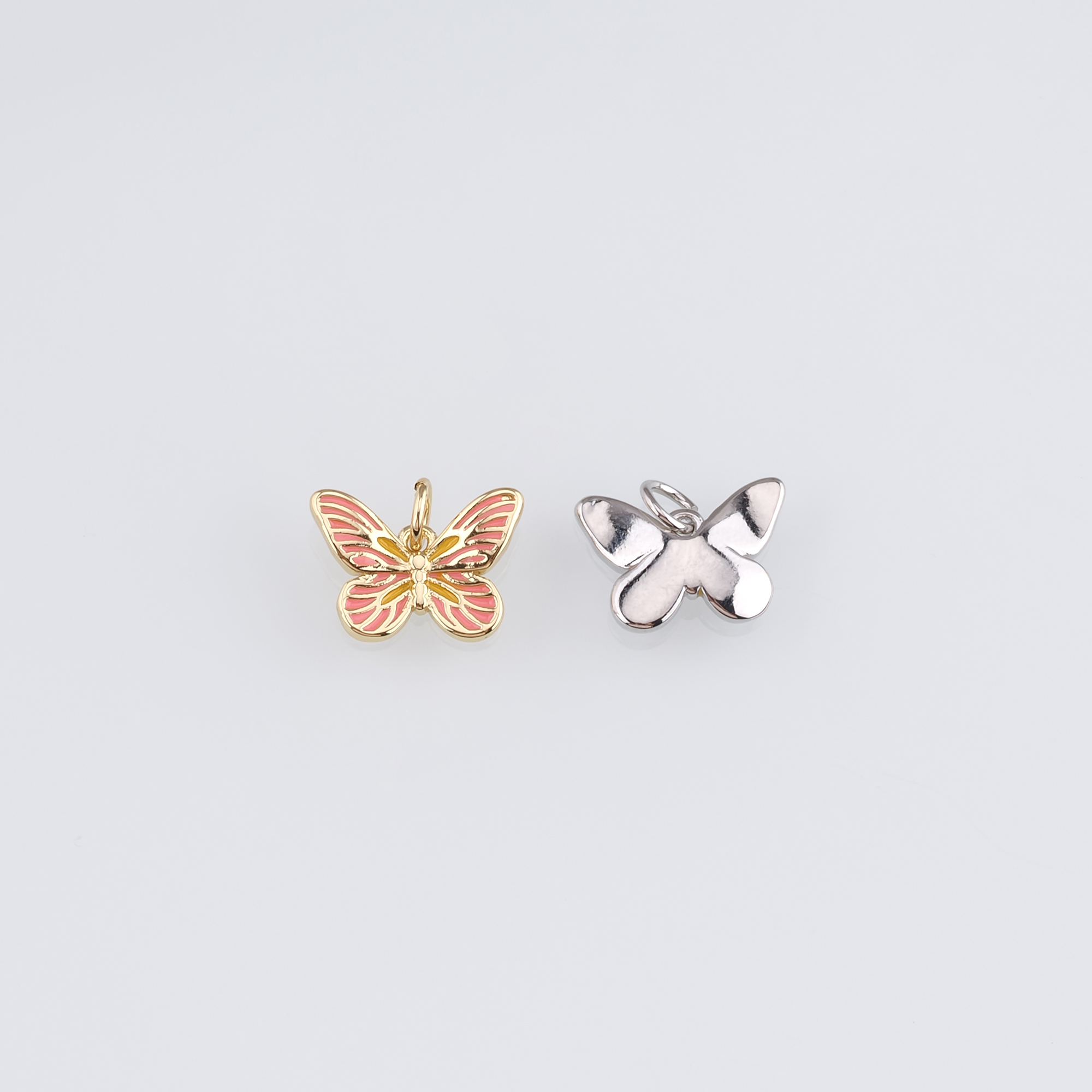 18K Gold Filled Butterfly Pendant,Enamel Butterfly Charm Earrings Necklace for DIY Jewelry Making Supply