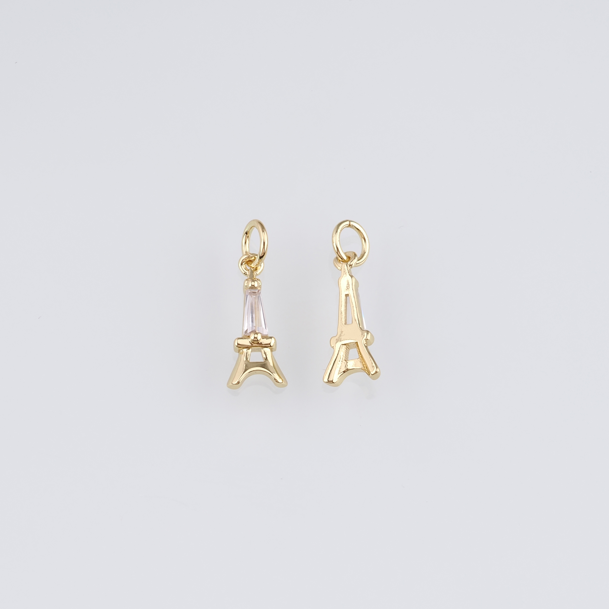 18K Gold Filled Tower Pendant,CZ Micro Pave Eiffel Tower Charm Earrings Necklace for DIY Jewelry Making Supply