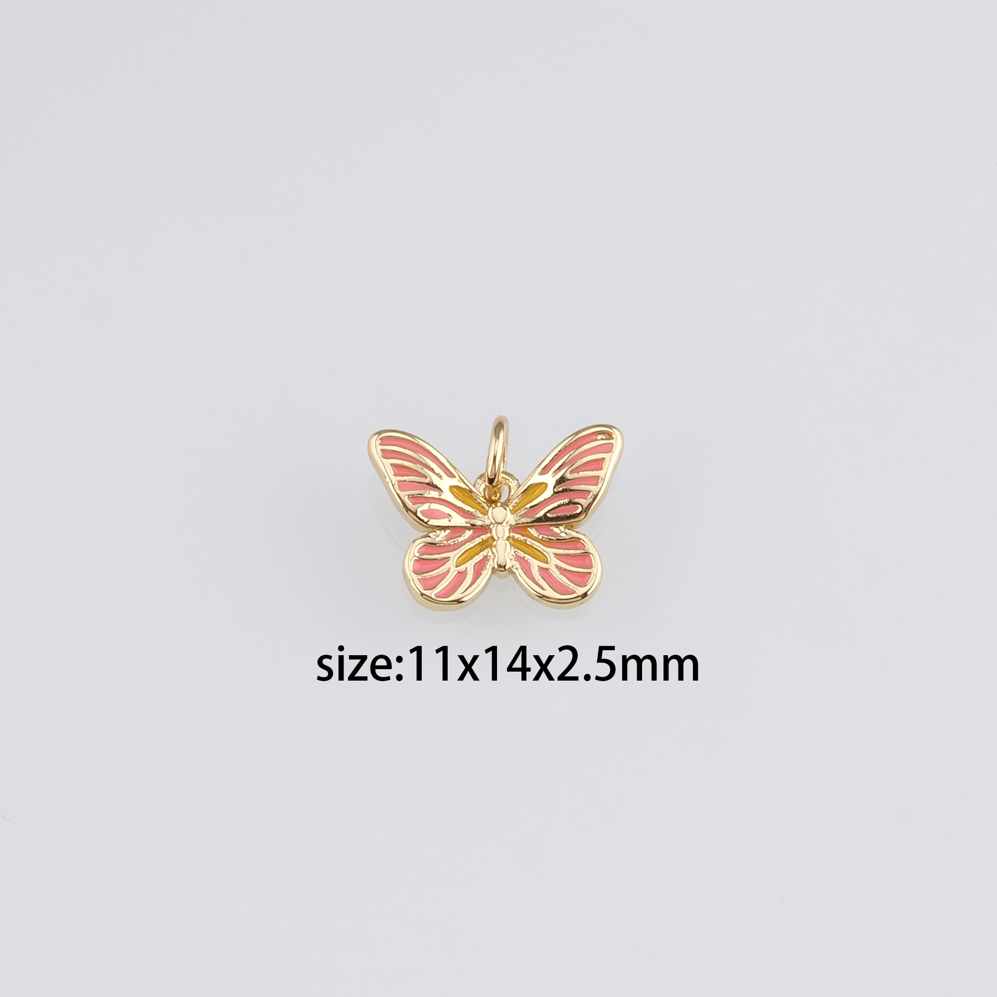18K Gold Filled Butterfly Pendant,Enamel Butterfly Charm Earrings Necklace for DIY Jewelry Making Supply