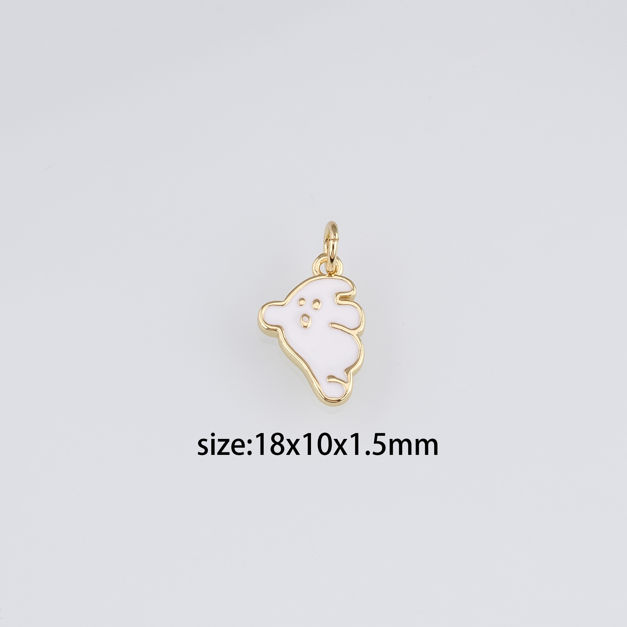 18K Gold Filled Ghost Pendant,Halloween Charm,Enamel Ghost Earrings Necklace for DIY Jewelry Making Supply