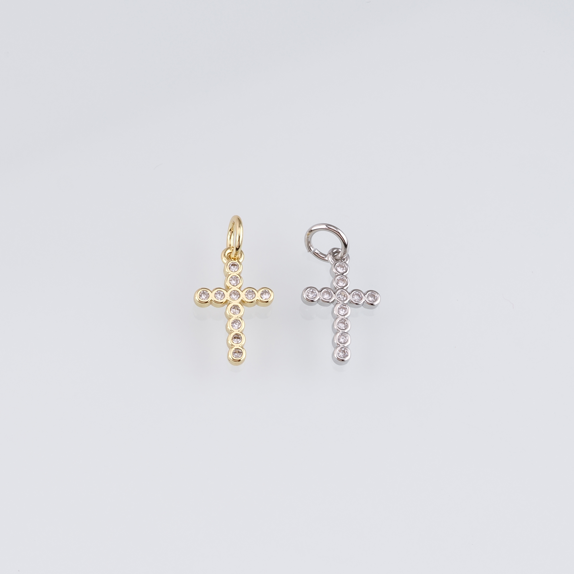 18K Gold Filled Cross Pendant,CZ Micro Pave Cross Charm Earrings Necklace for DIY Jewelry Making Supply