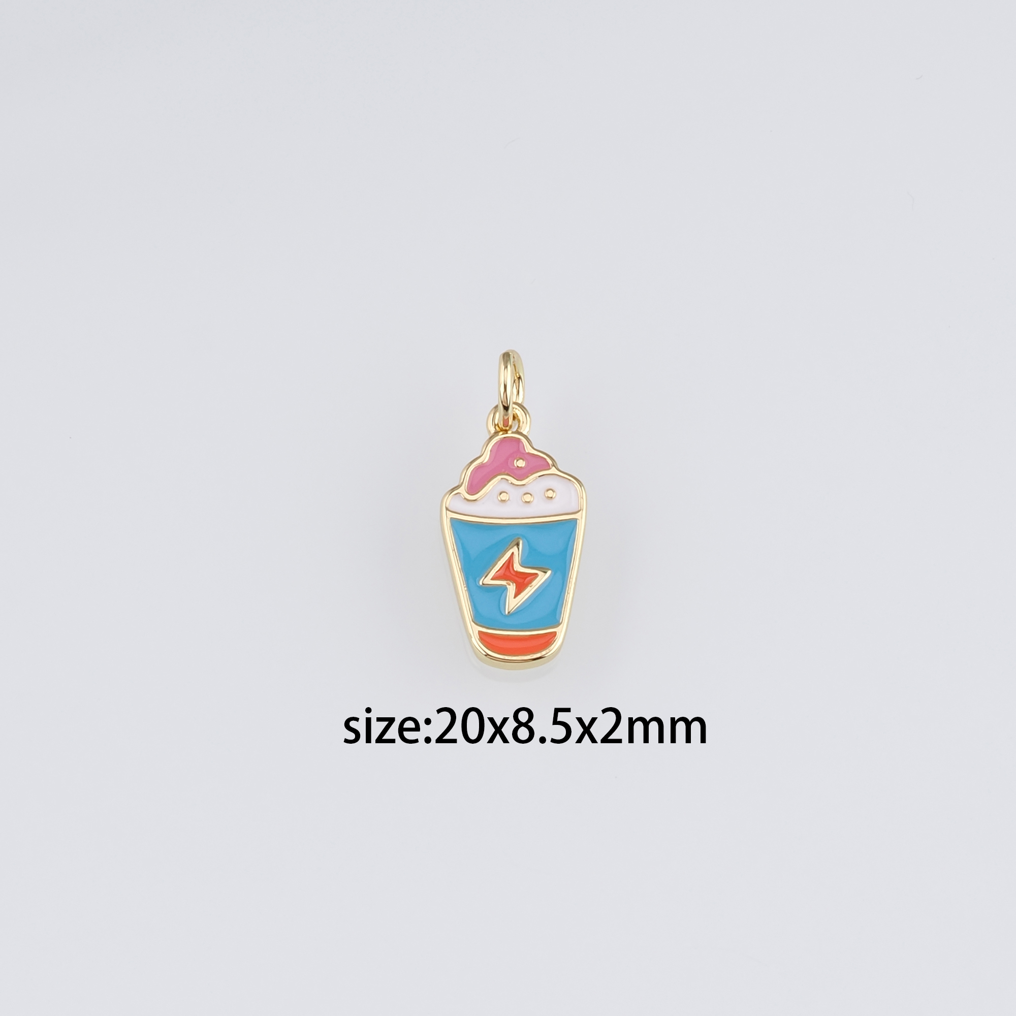 18K Gold Filled Drink Pendant,Enamel Drink Charm Earrings Necklace for DIY Jewelry Making Supply