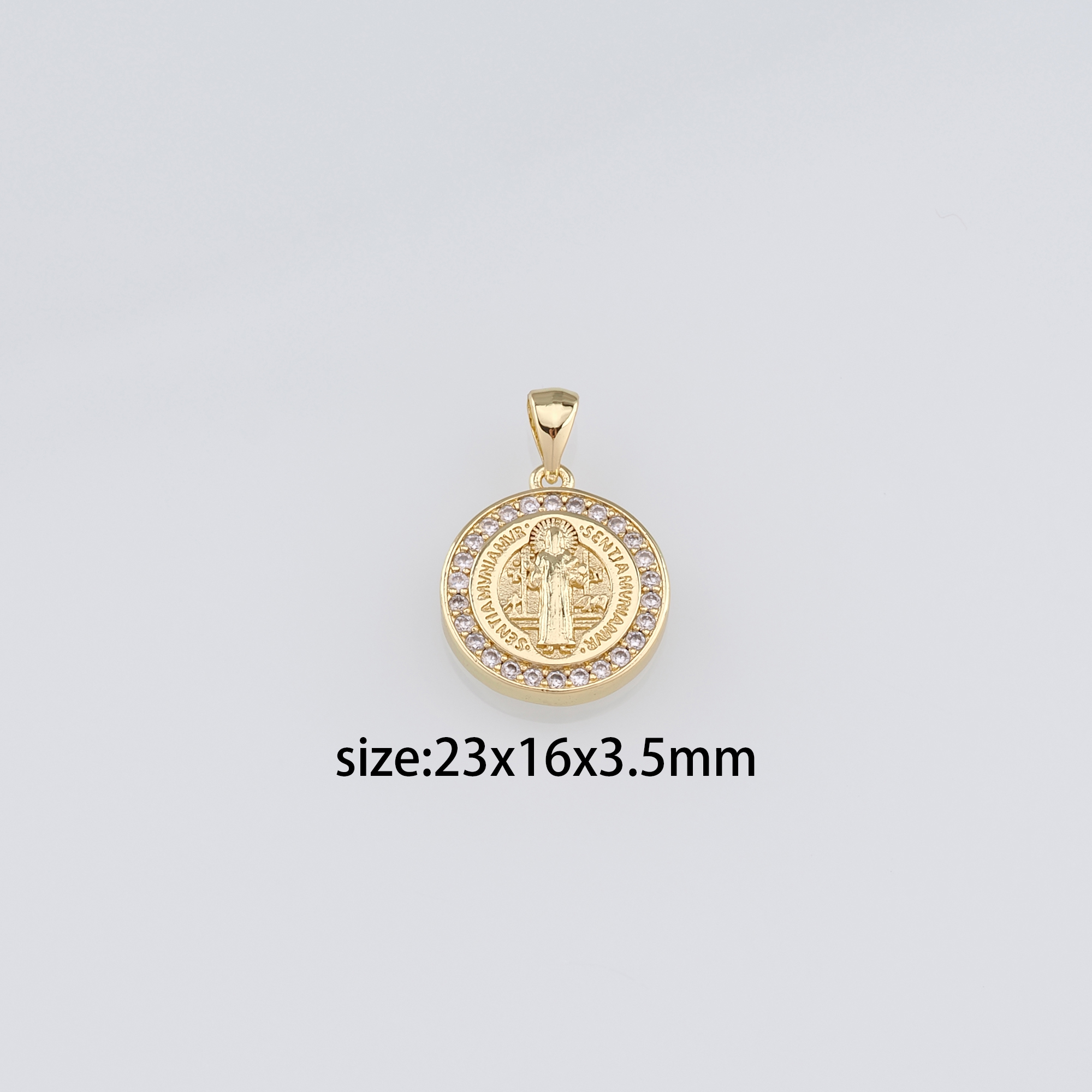 18K Gold Filled Benedict Pendant,Religious Charm Earrings Necklace for DIY Jewelry Making Supply