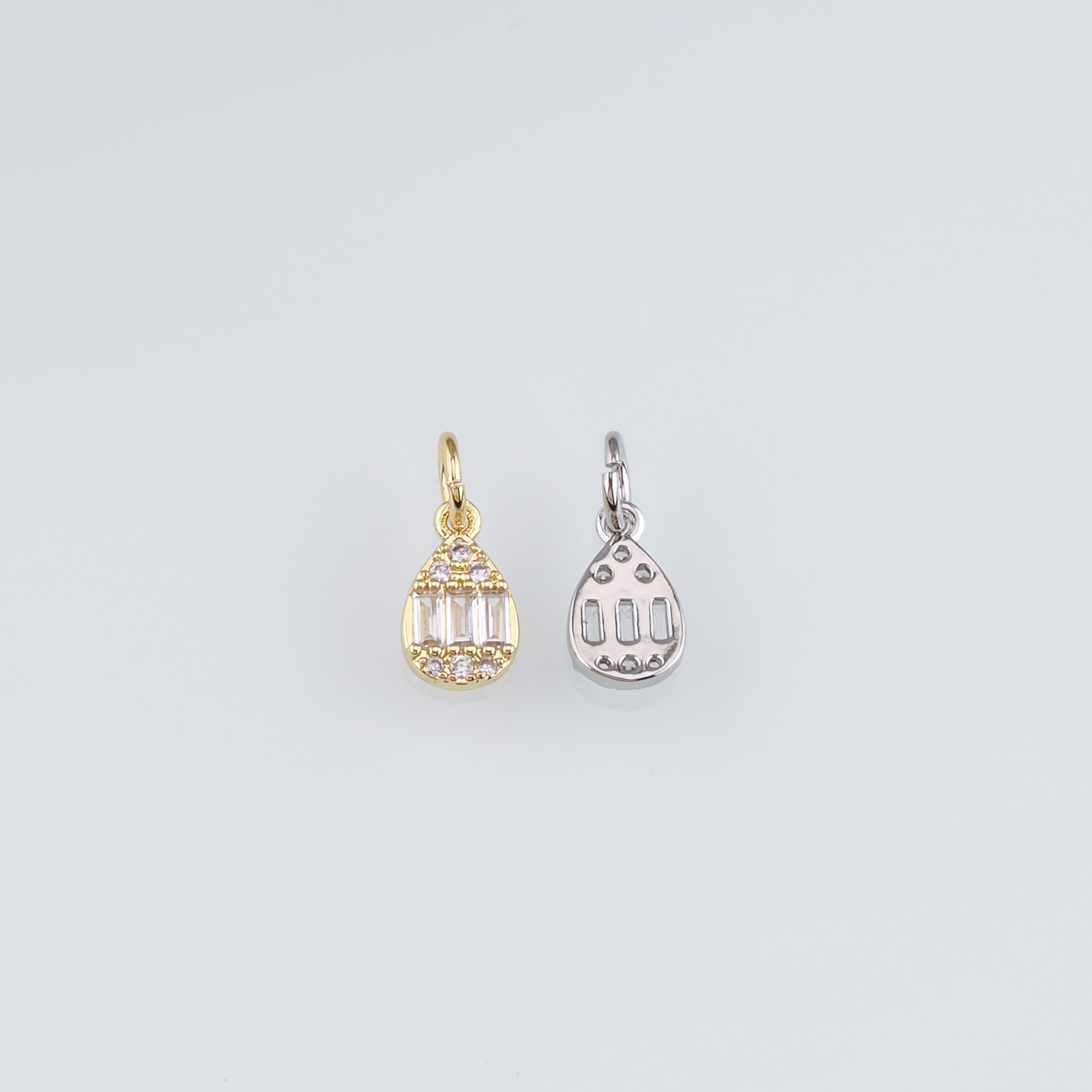 18K Gold Filled Teardrop Pendant,CZ Micro Pave Water Drop Charm Earrings Necklace for DIY Jewelry Making Supply