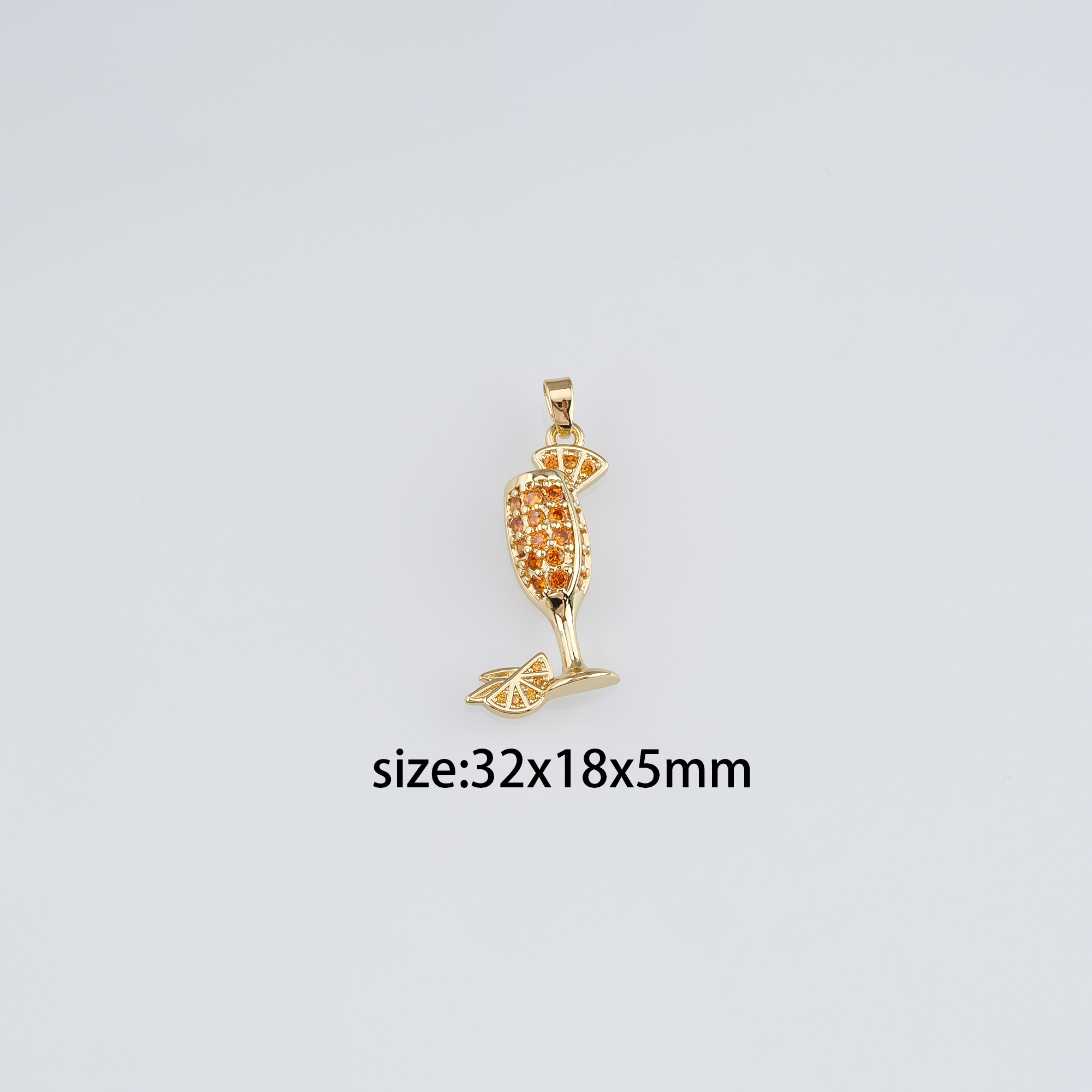 18K Gold Filled Wine Glass Pendant,CZ Micro Pave Wine Glass Charm Earrings Necklace for DIY Jewelry Making Supply