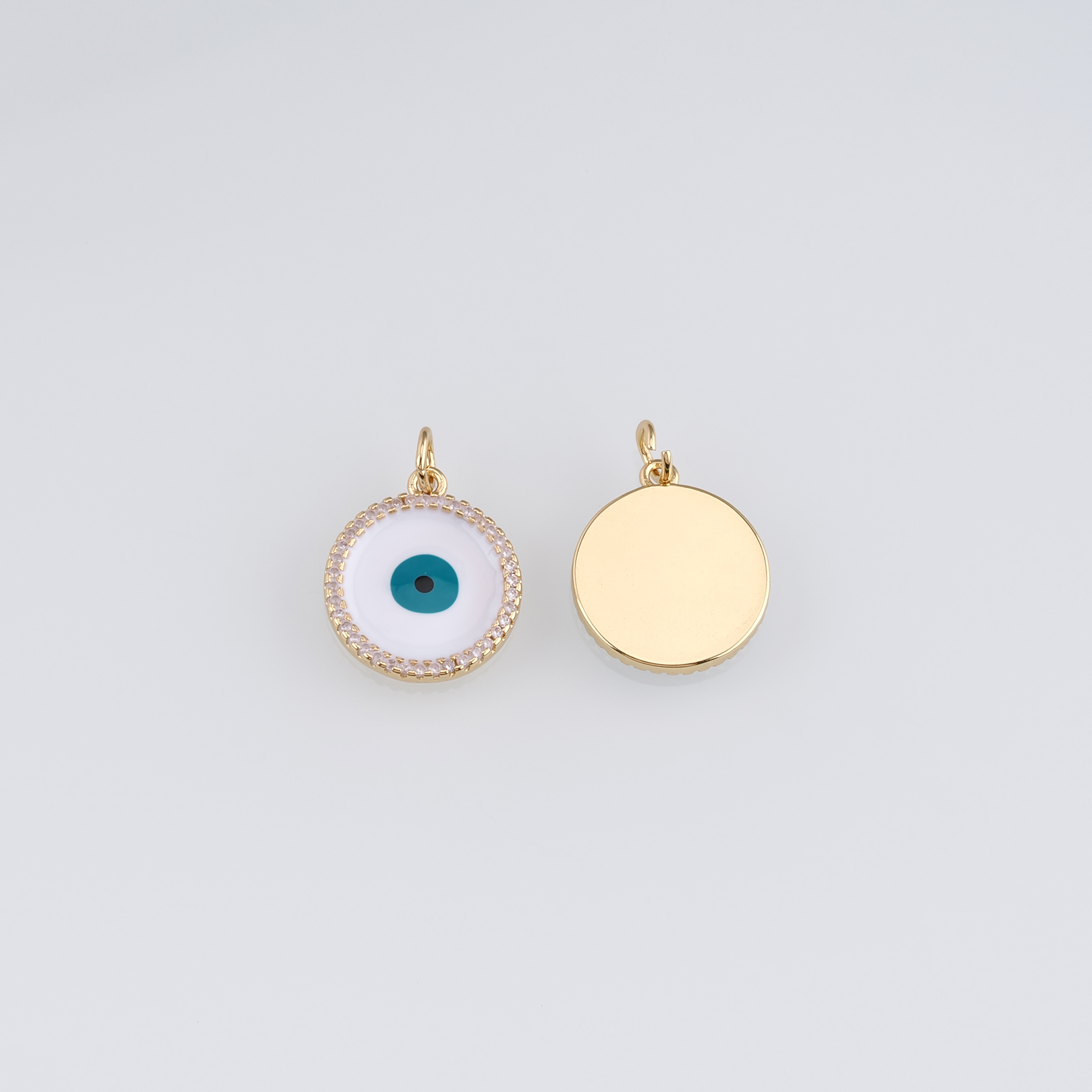 18K Gold Filled Evil Eye Pendant,Enamel Evil Eye Charm Earrings Necklace for DIY Jewelry Making Supply