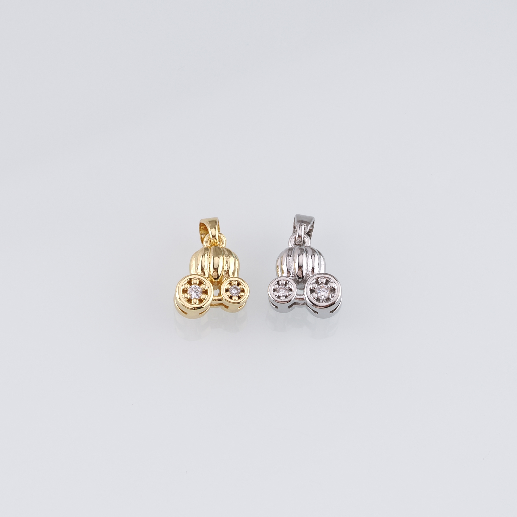 18K Gold Filled Pumpkin Car Pendant,CZ Micro Pave Pumpkin Car Charm Earrings Necklace for DIY Jewelry Making Supply