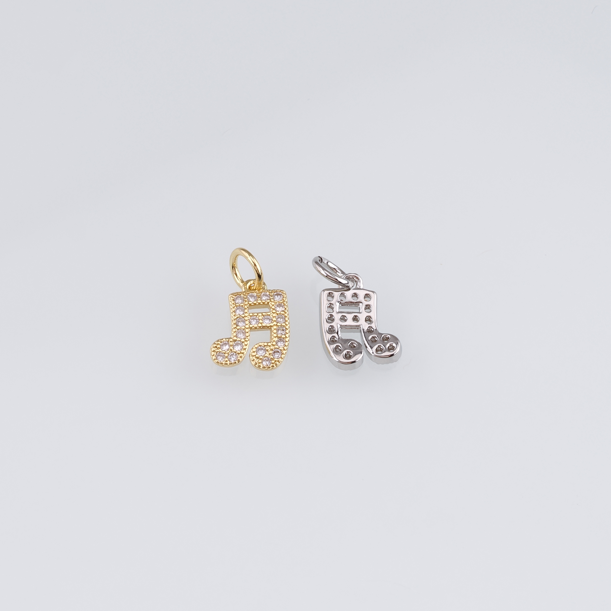 18K Gold Filled Musical Note Pendant,CZ Micro Pave Music Charm Earrings Necklace for DIY Jewelry Making Supply