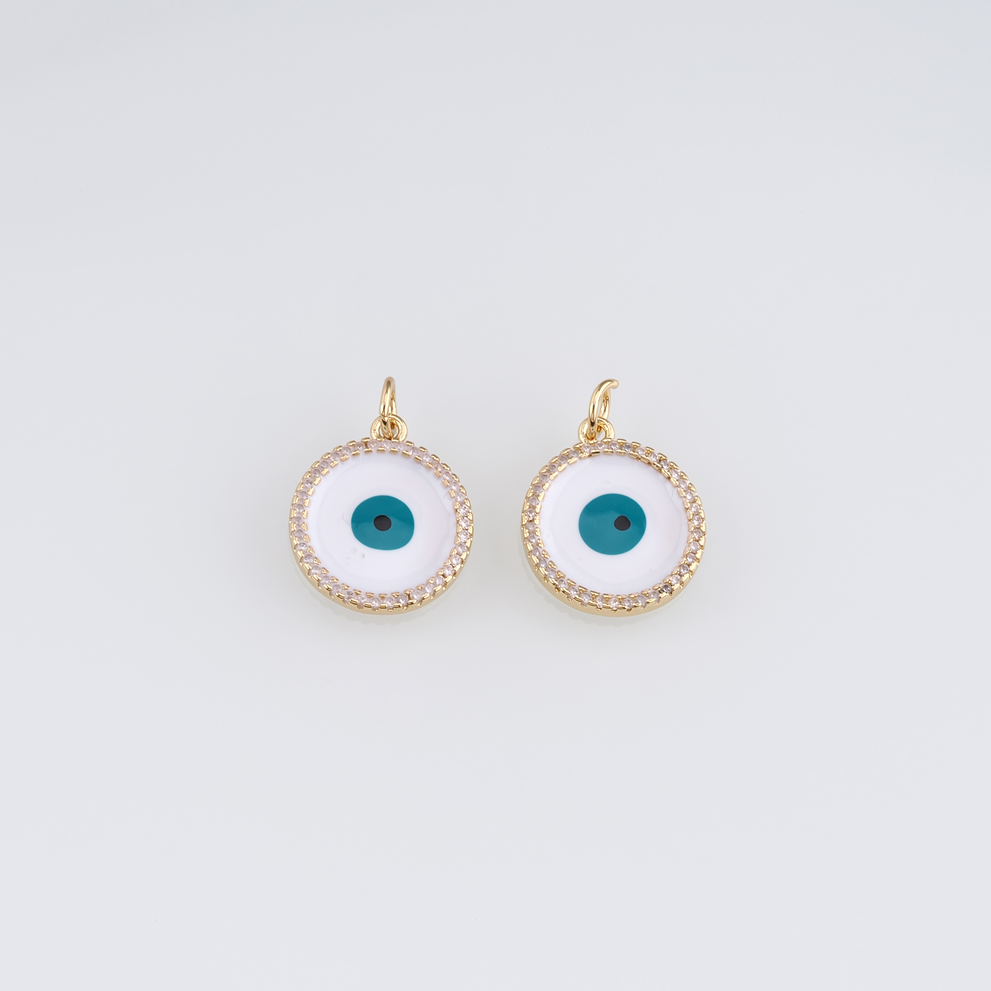 18K Gold Filled Evil Eye Pendant,Enamel Evil Eye Charm Earrings Necklace for DIY Jewelry Making Supply