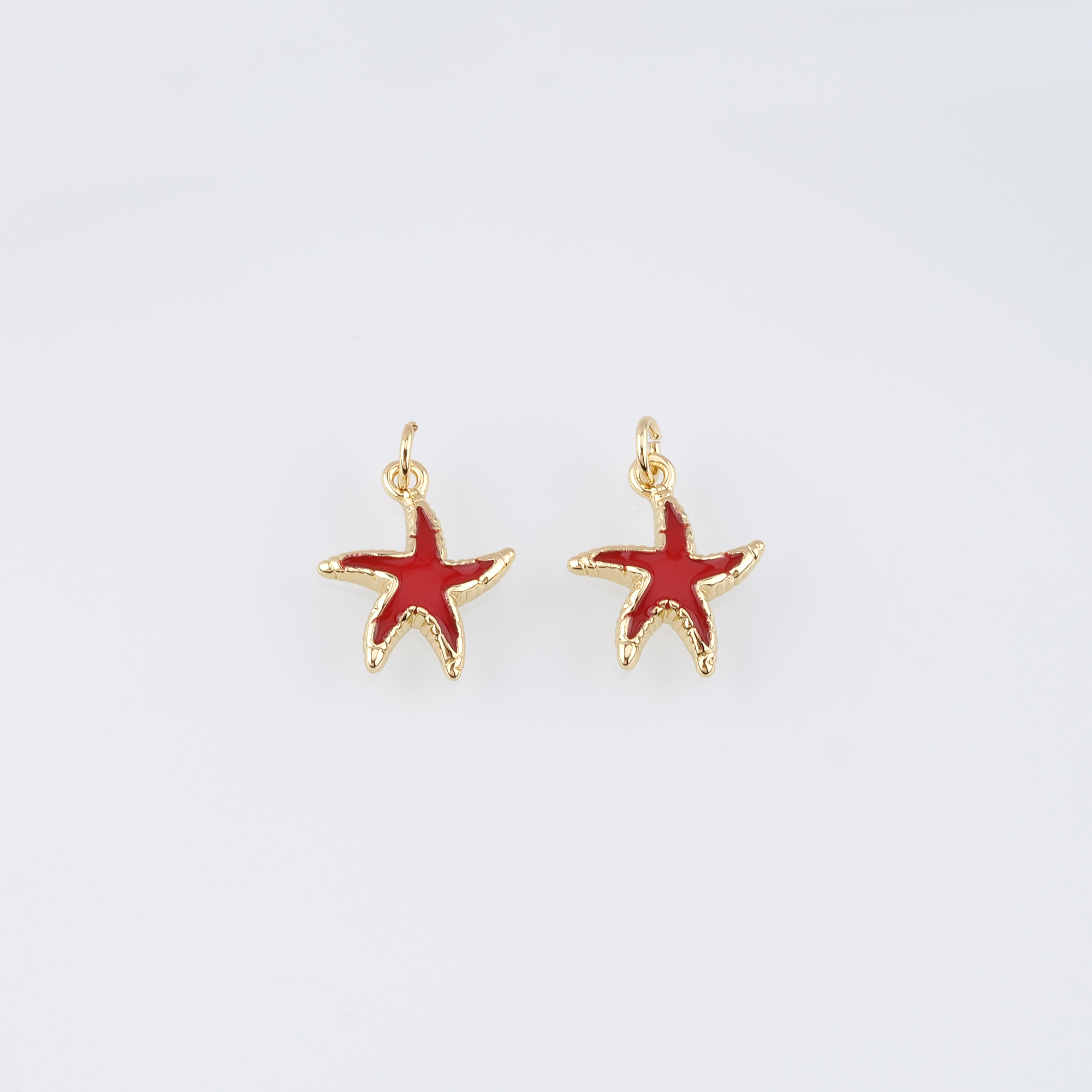 18K Gold Filled Starfish Pendant,Enamel Starfish Charm Earrings Necklace for DIY Jewelry Making Supply