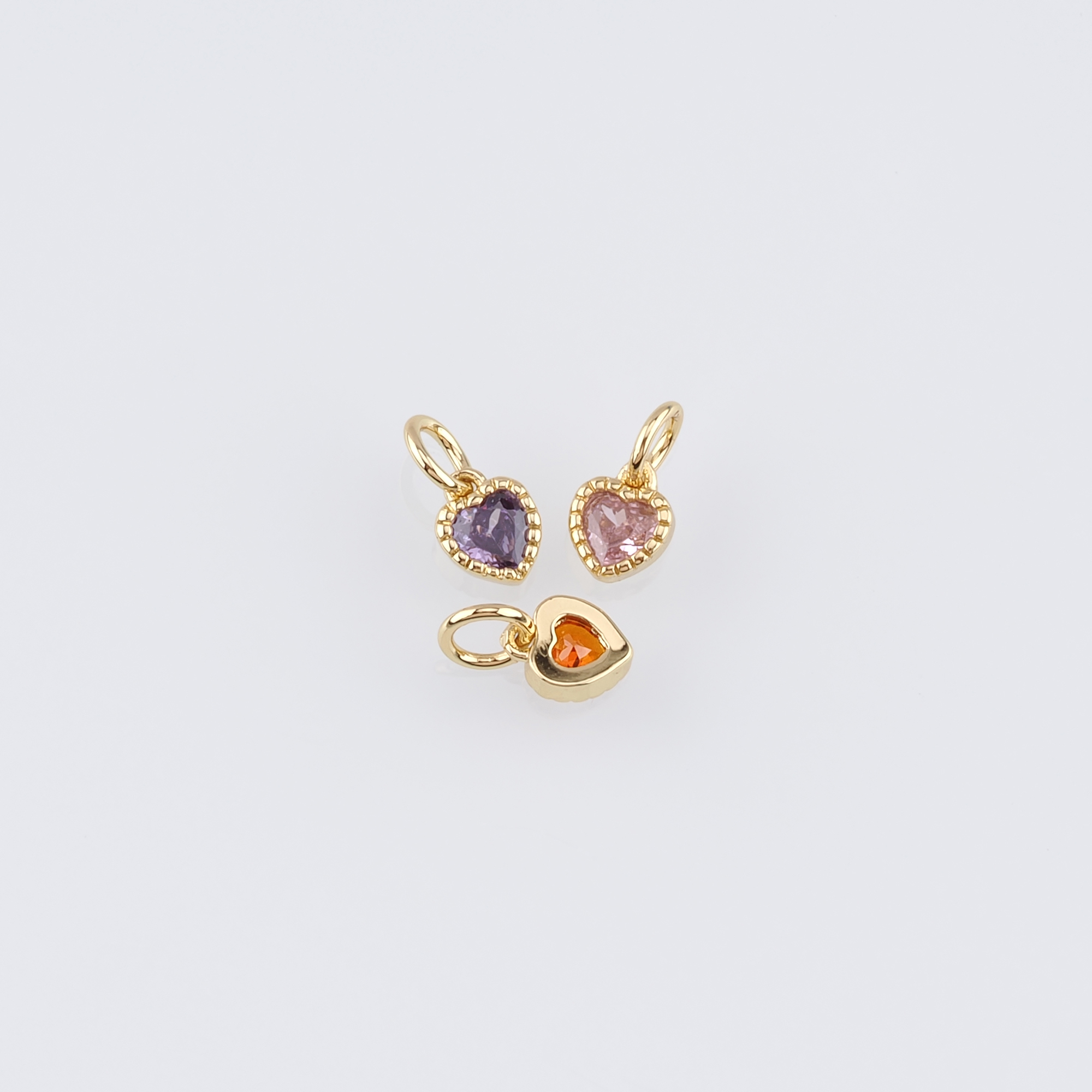18K Gold Filled Tiny Heart Pendant,CZ Micro Pave Heart Charm Earrings Necklace for DIY Jewelry Making Supply