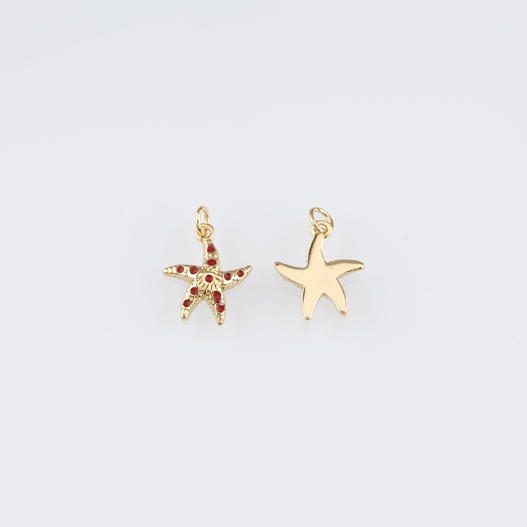 18K Gold Filled Starfish Pendant,Enamel Starfish Charm Earrings Necklace for DIY Jewelry Making Supply