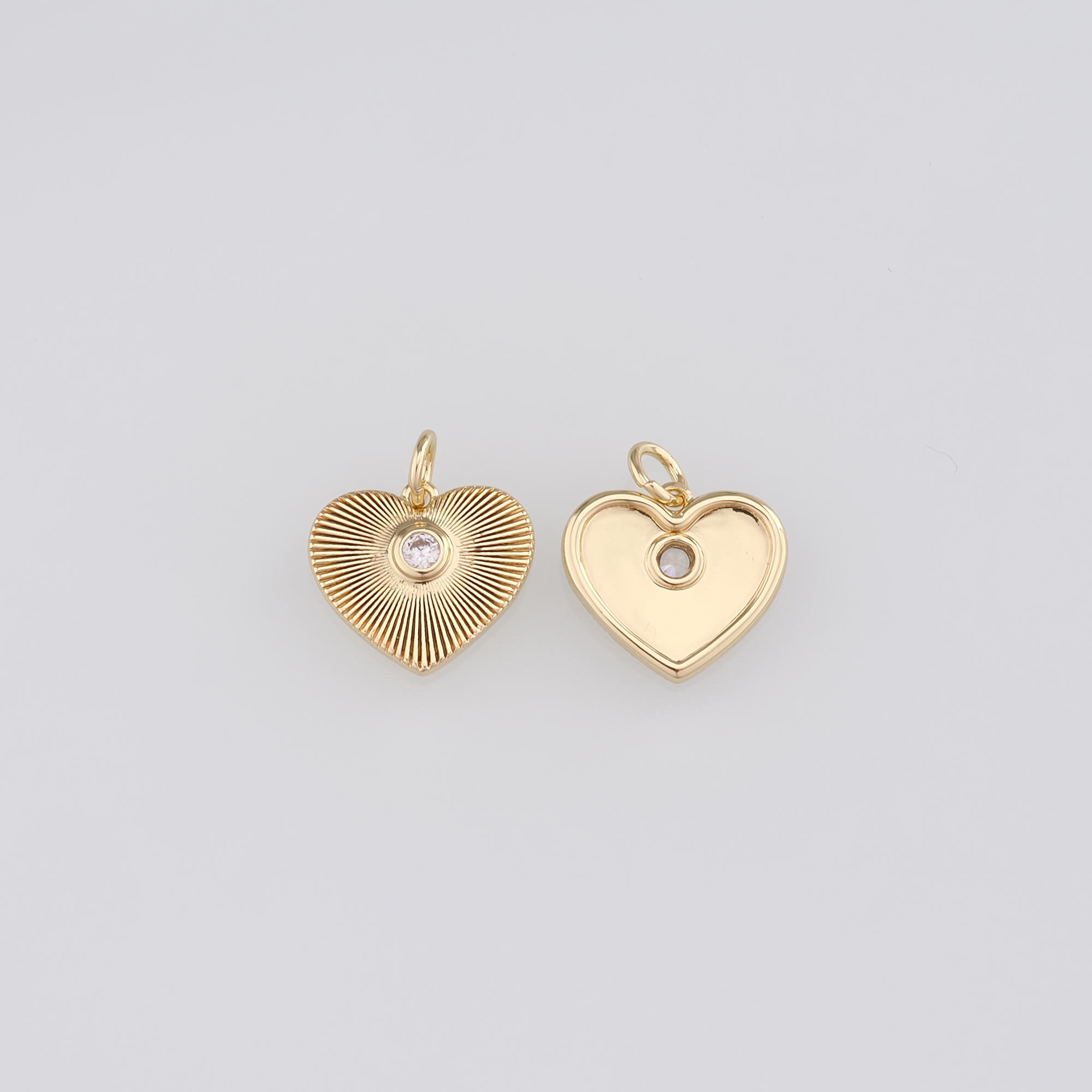 18K Gold Filled Heart Pendant,CZ Micro Pave Heart Charm Earrings Necklace for DIY Jewelry Making Supply