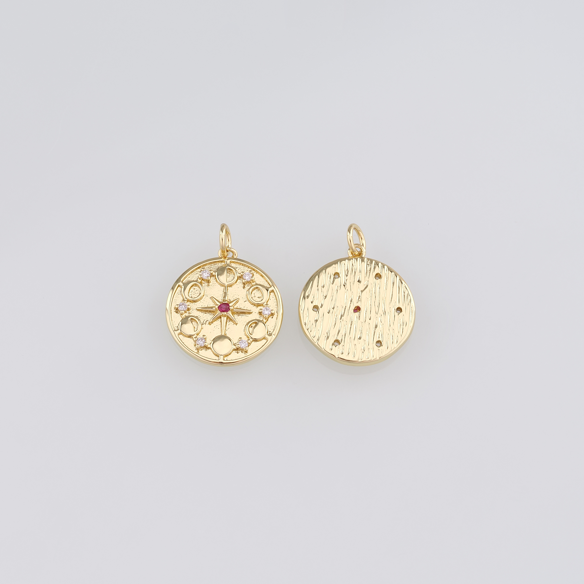 18K Gold Filled Solar Eclipse Pendant,CZ Micro Pave Solar Eclipse Charm Earrings Necklace for DIY Jewelry Making Supply