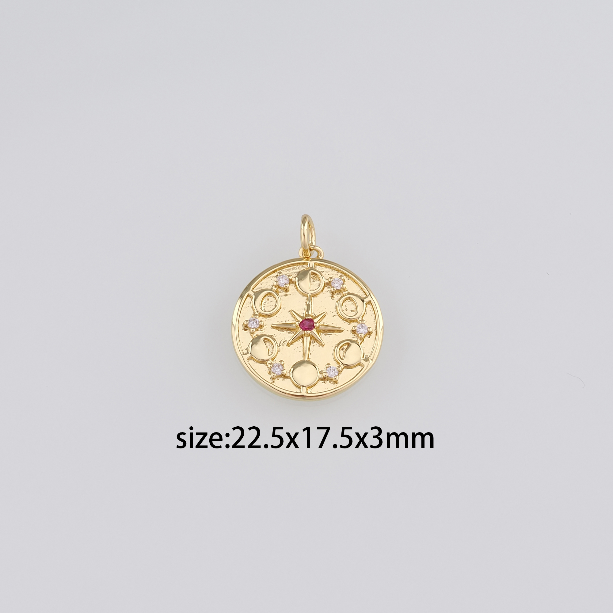 18K Gold Filled Solar Eclipse Pendant,CZ Micro Pave Solar Eclipse Charm Earrings Necklace for DIY Jewelry Making Supply