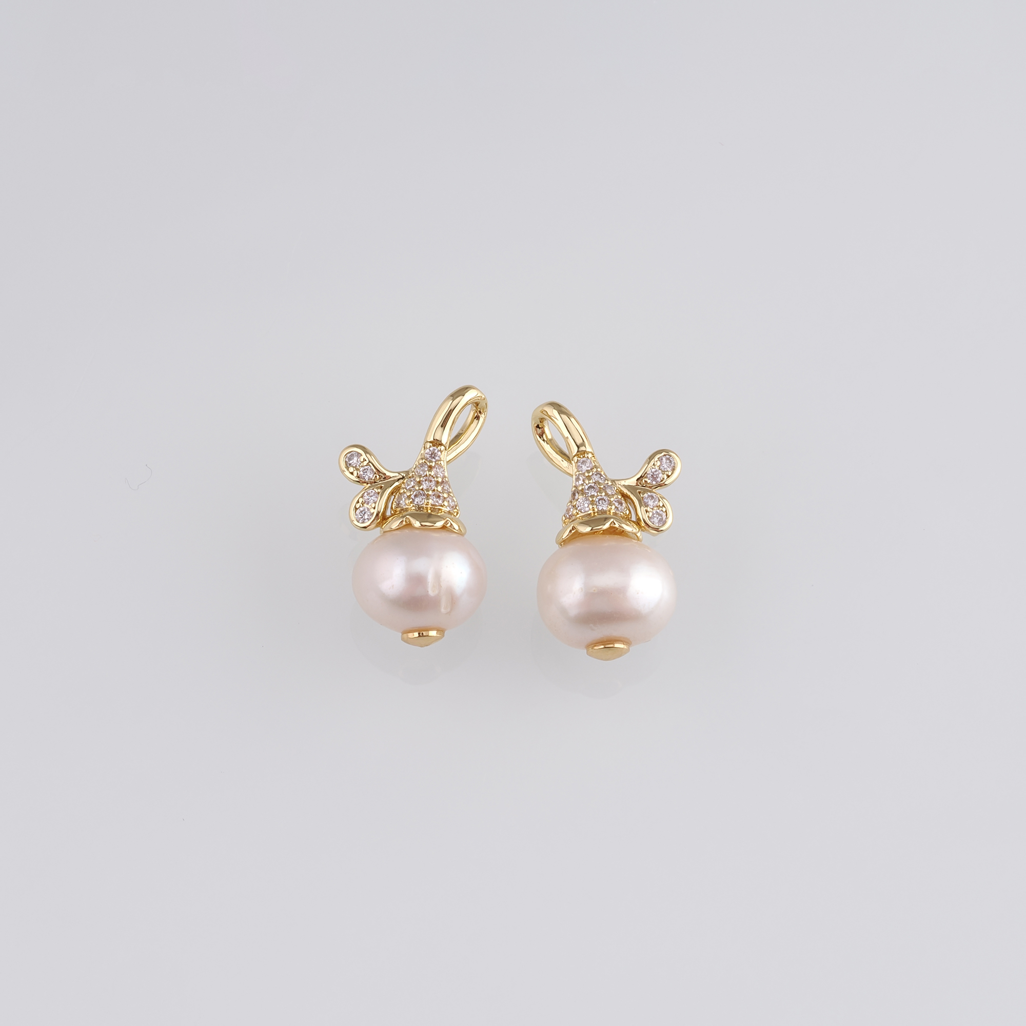 18K Gold Filled Pearl Pendant,Pearl Charm Earrings Necklace for DIY Jewelry Making Supply