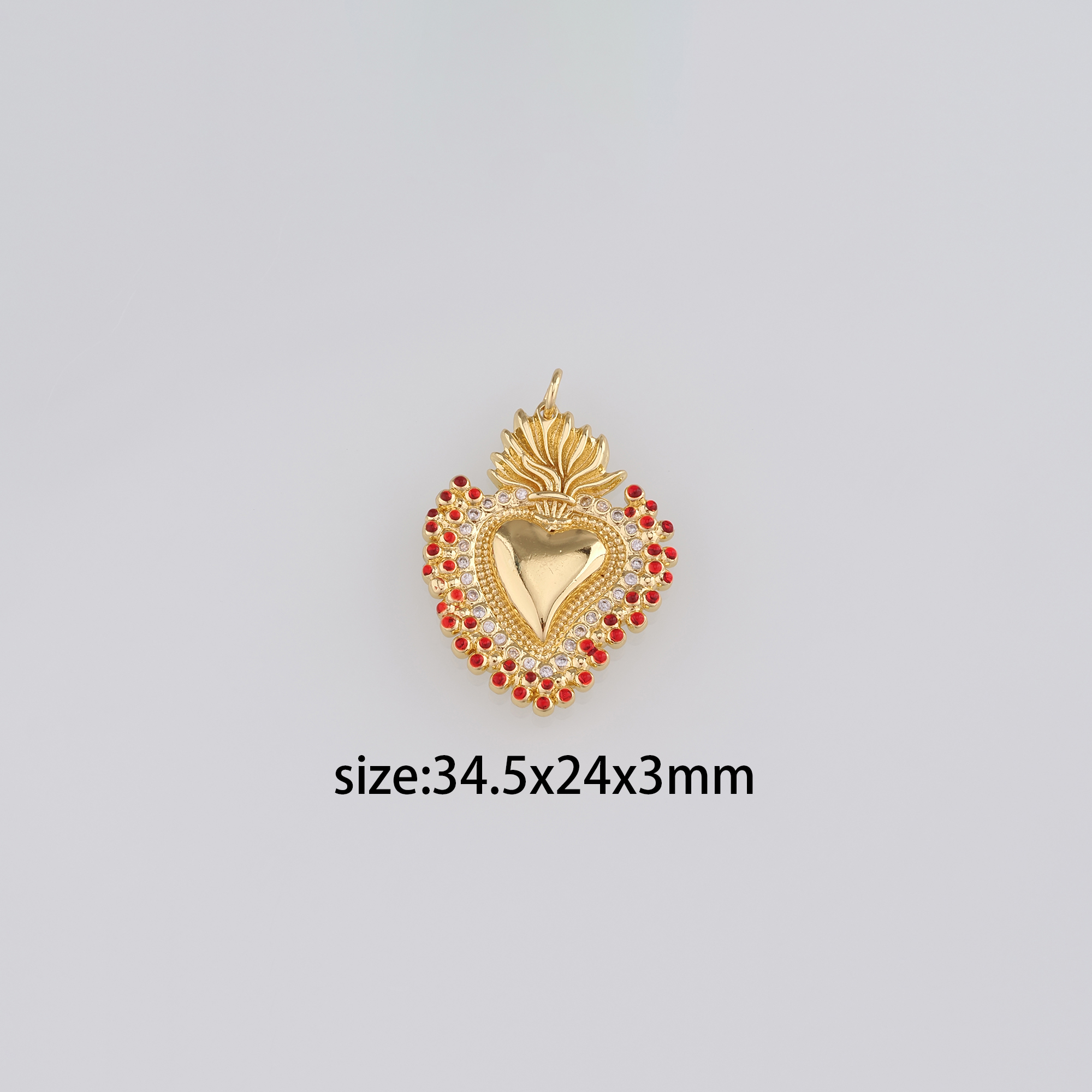 18K Gold Filled Sacred Heart Pendant,CZ Micro Pave Religious Charm Earrings Necklace for DIY Jewelry Making Supply