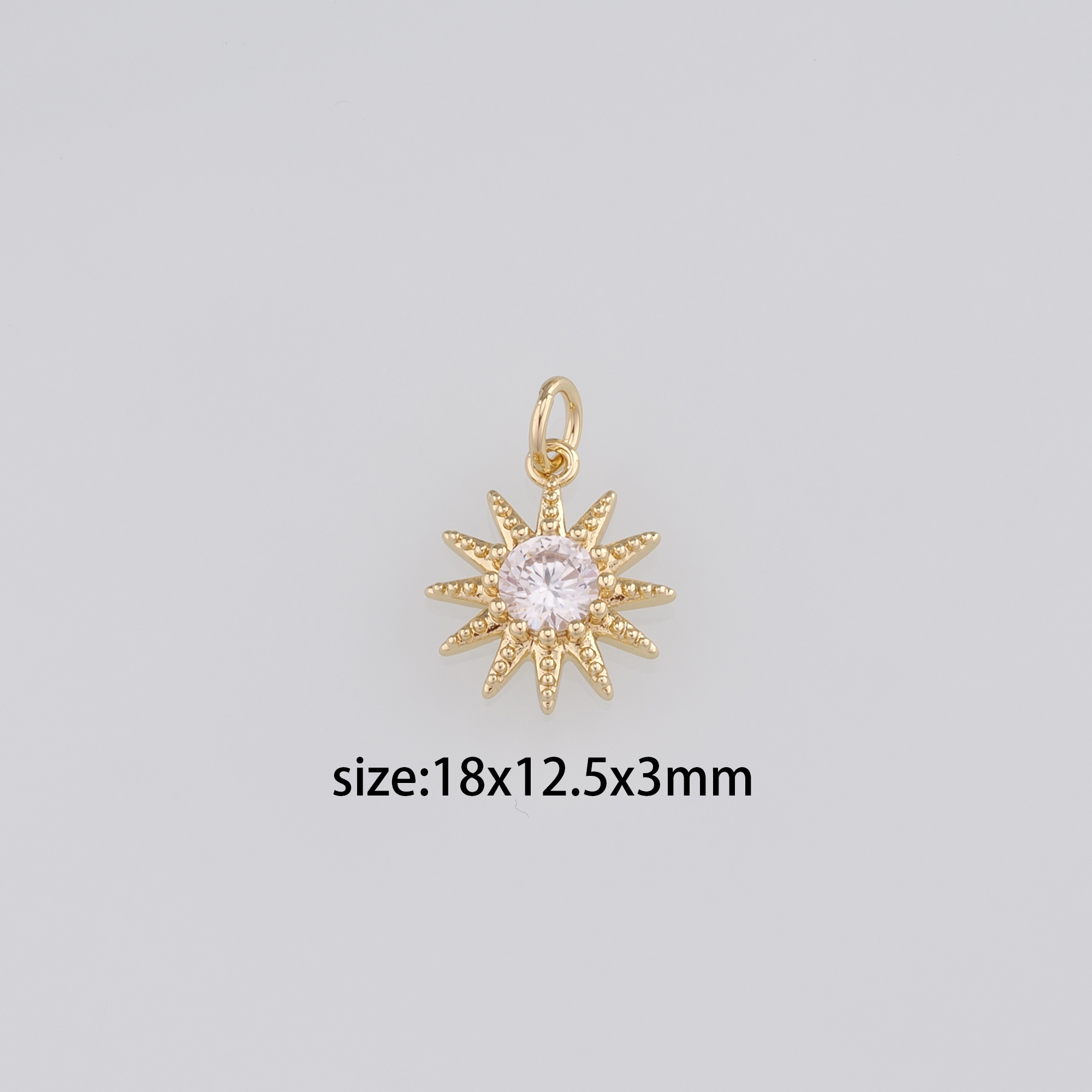 18K Gold Filled Sun Pendant,Celestial Charm Earrings Necklace for DIY Jewelry Making Supply