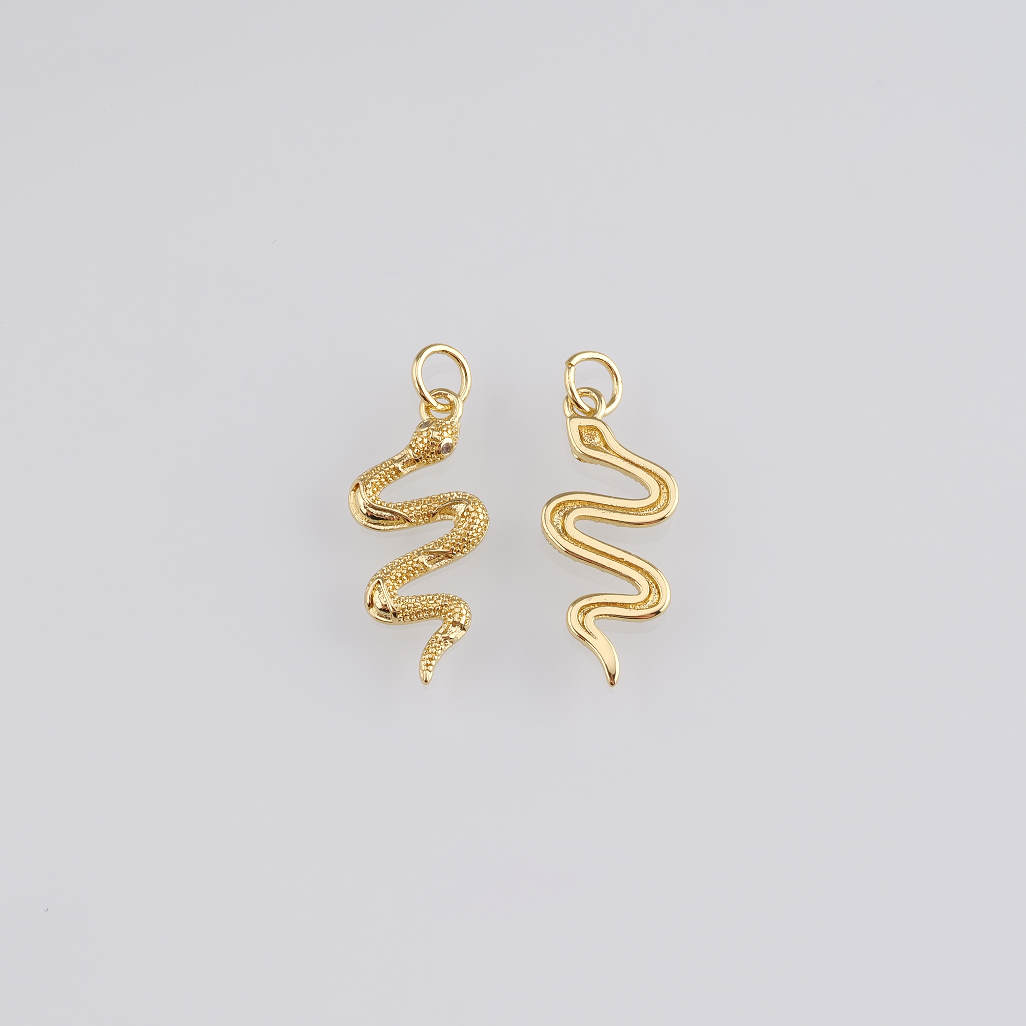 18K Gold Filled Snake Pendant,Reptile Charm Earrings Necklace for DIY Jewelry Making Supply