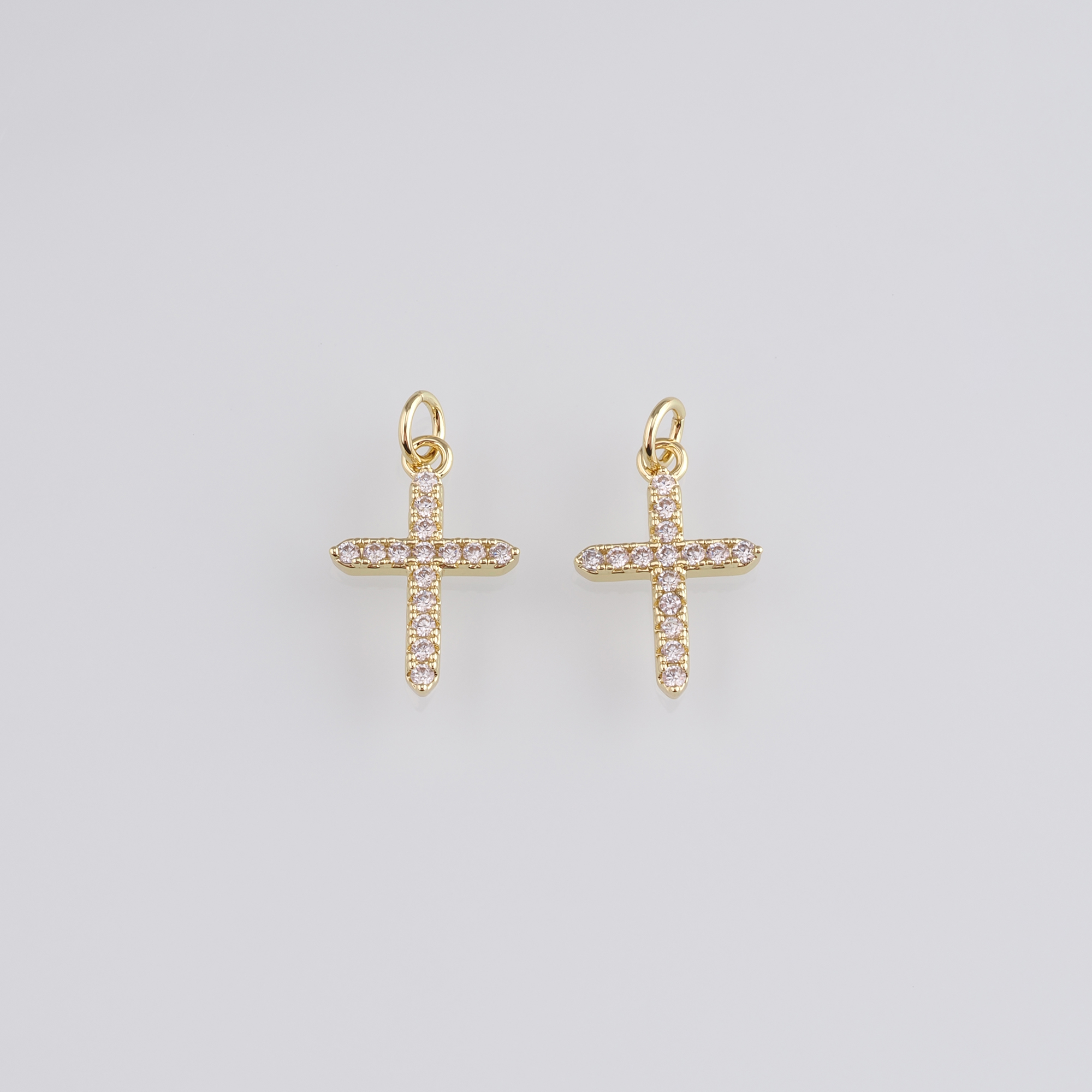 18K Gold Filled Cross Pendant,CZ Micro Pave Cross Charm Earrings Necklace for DIY Jewelry Making Supply