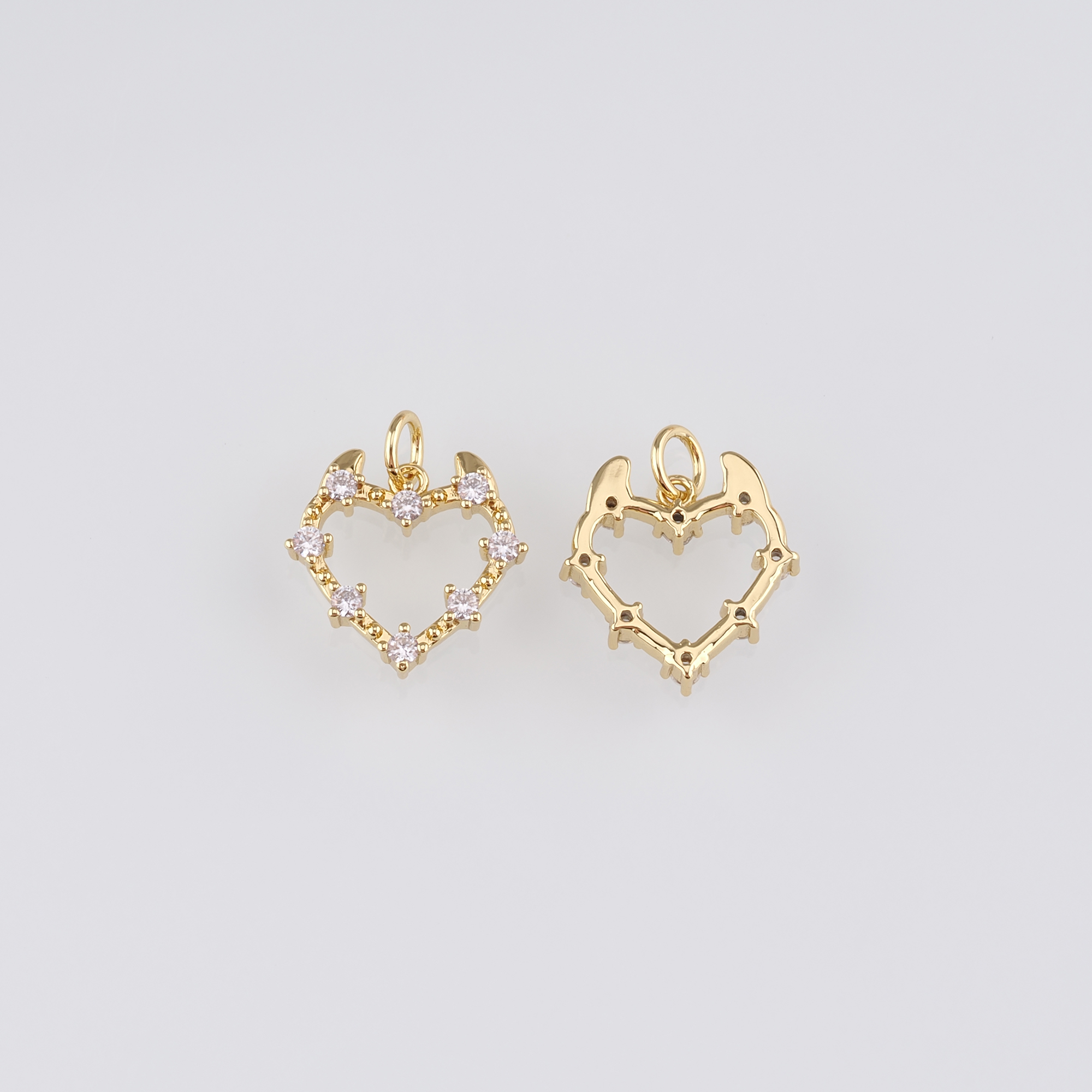 18K Gold Filled Heart Pendant,CZ Micro Pave Heart Charm Earrings Necklace for DIY Jewelry Making Supply
