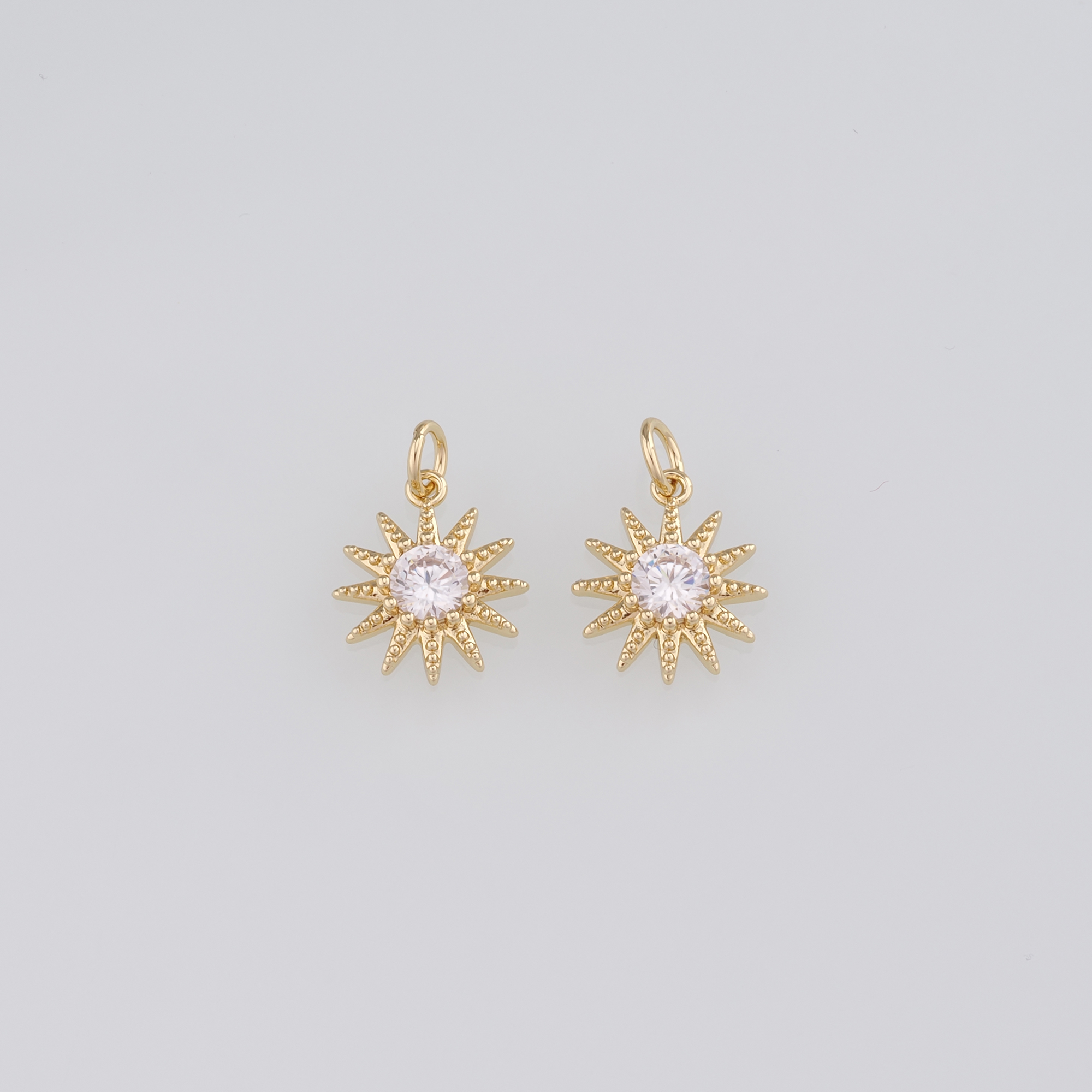 18K Gold Filled Sun Pendant,Celestial Charm Earrings Necklace for DIY Jewelry Making Supply