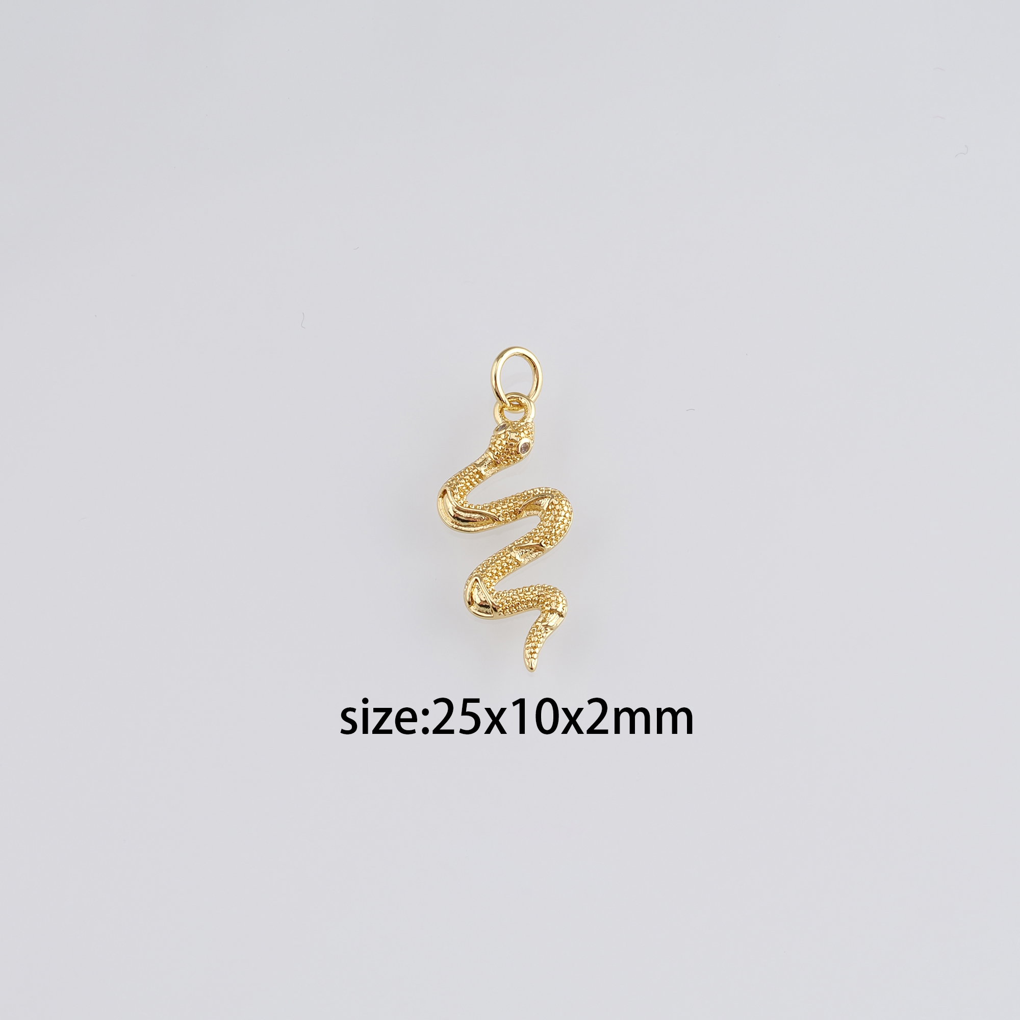 18K Gold Filled Snake Pendant,Reptile Charm Earrings Necklace for DIY Jewelry Making Supply