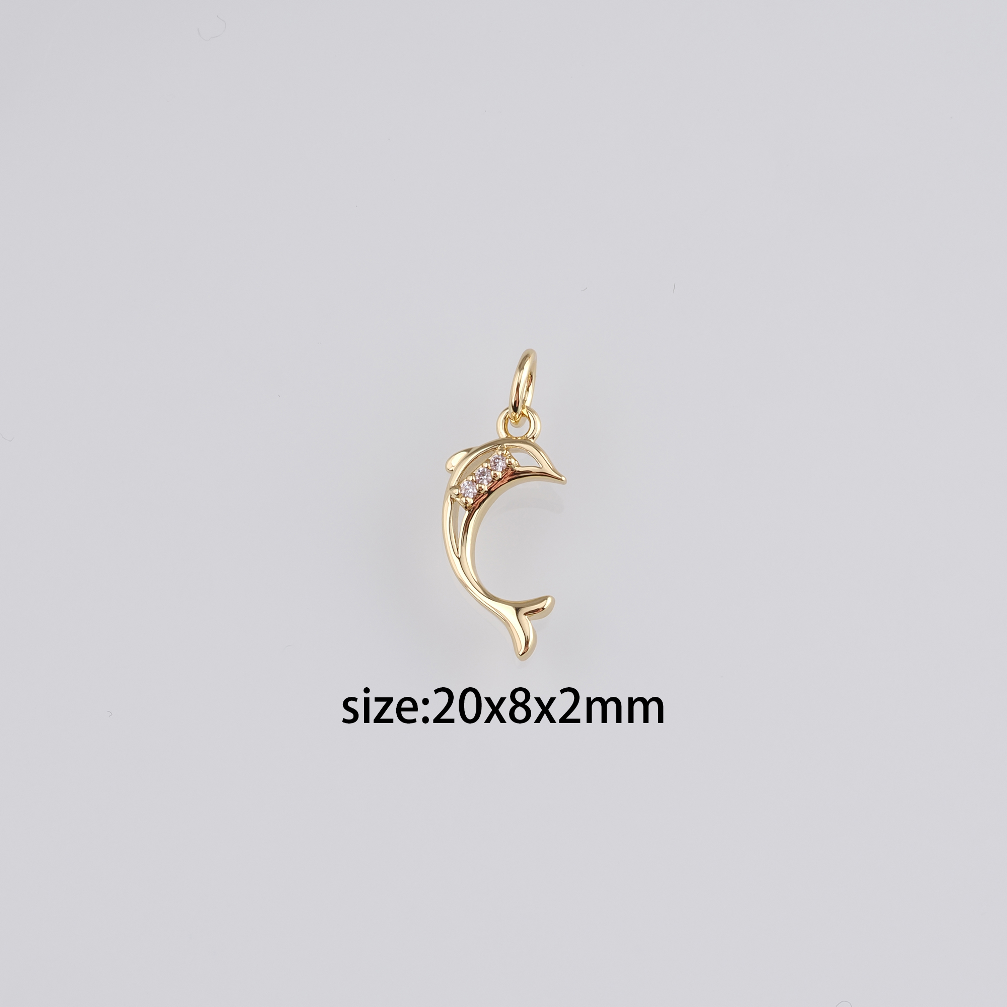 18K Gold Filled Dolphin Pendant,CZ Micro Pave Dolphin Charms Earrings Necklace for DIY Jewelry Making Supply
