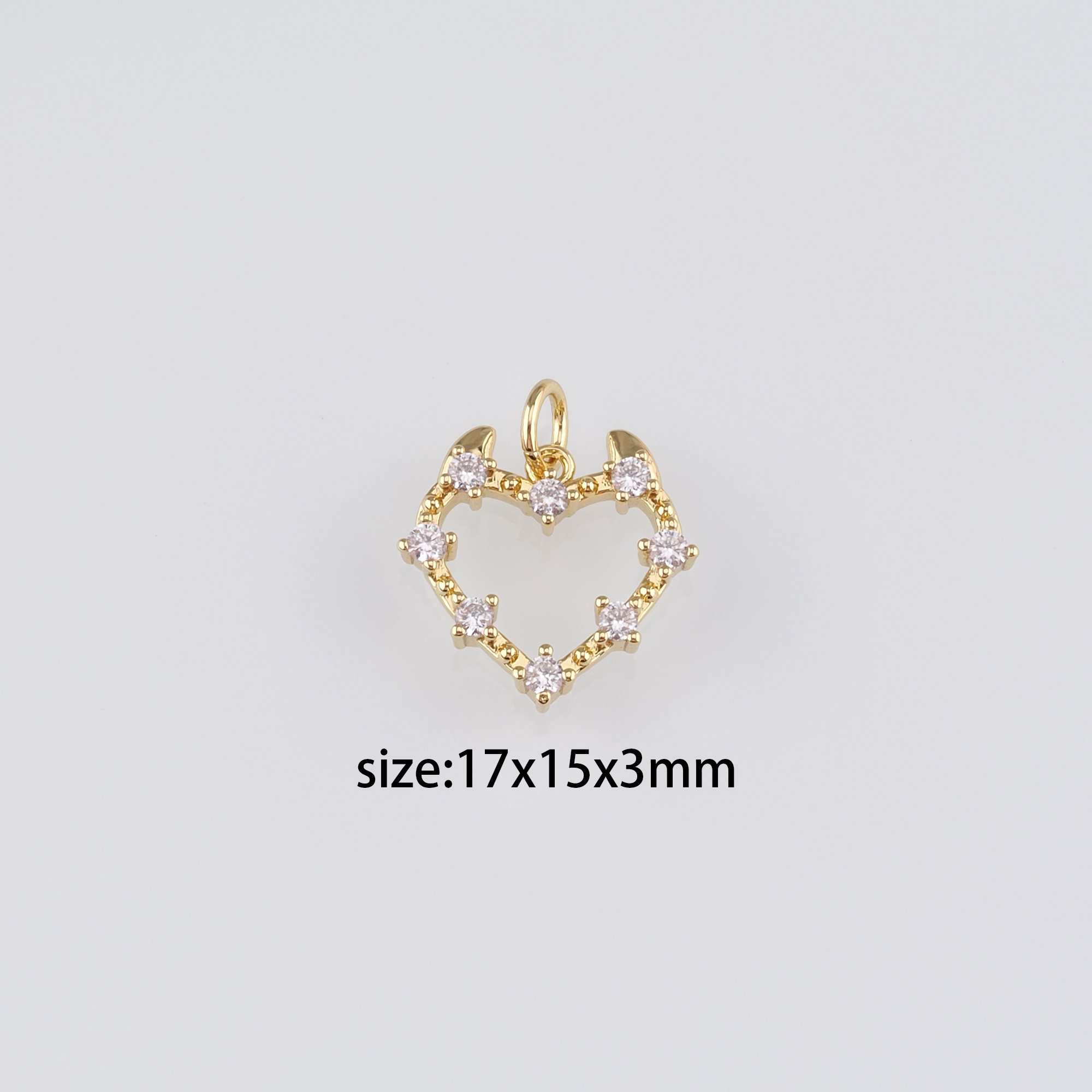 18K Gold Filled Heart Pendant,CZ Micro Pave Heart Charm Earrings Necklace for DIY Jewelry Making Supply