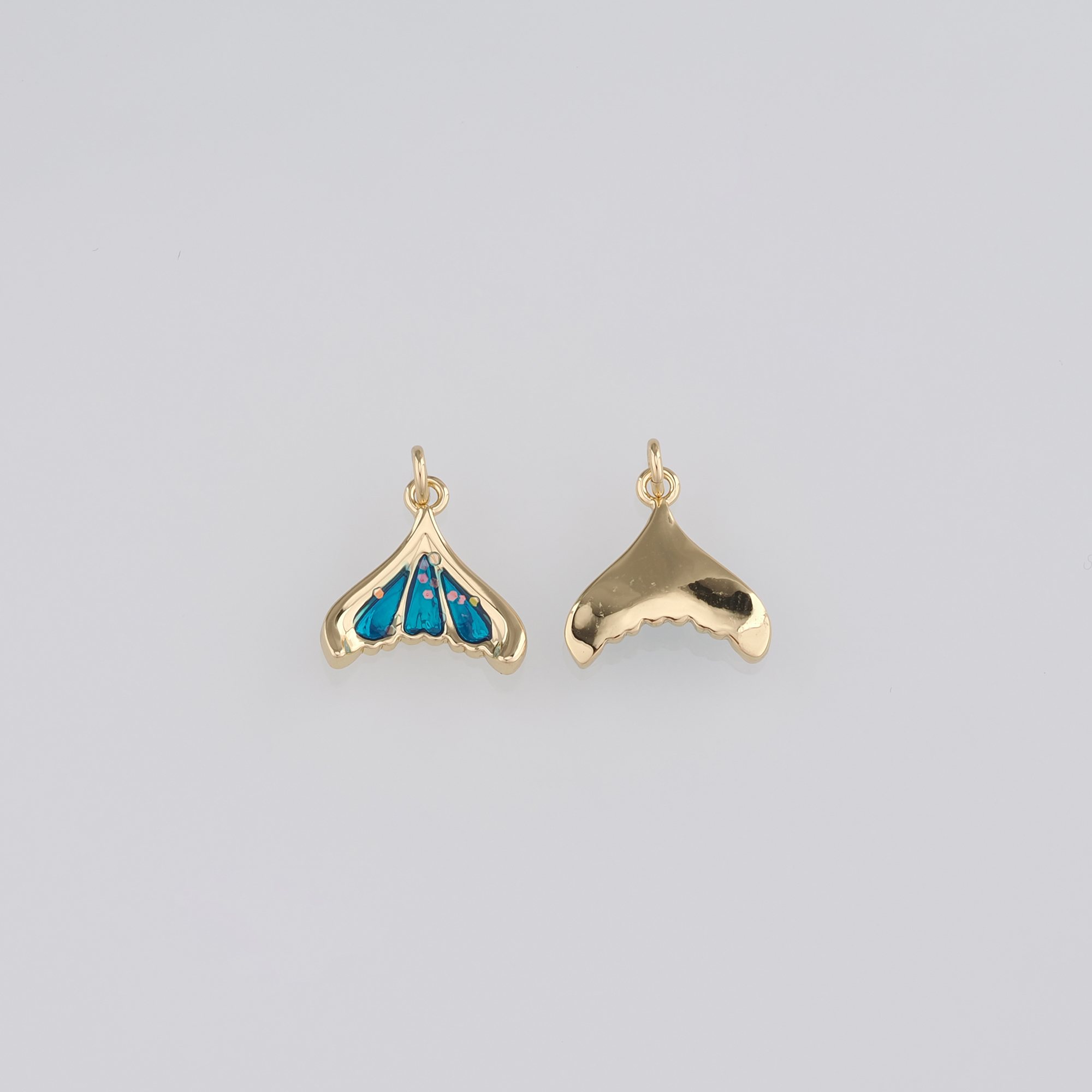18K Gold Filled Whale Tail Pendant,Enamel Whale Tail Charm Earrings Necklace for DIY Jewelry Making Supply