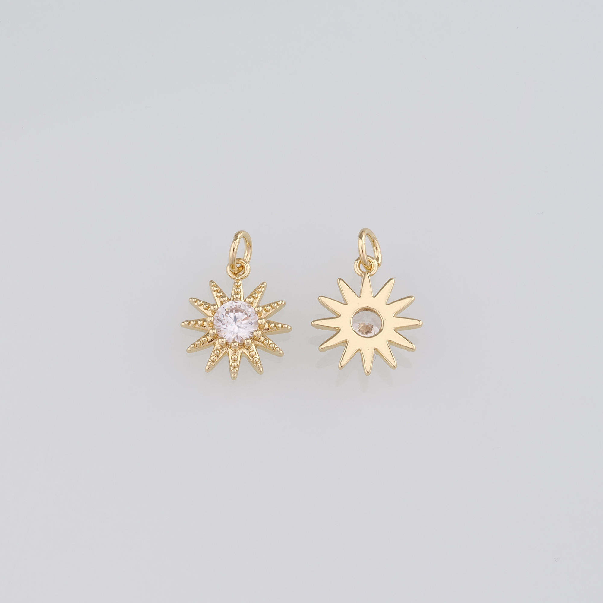18K Gold Filled Sun Pendant,Celestial Charm Earrings Necklace for DIY Jewelry Making Supply