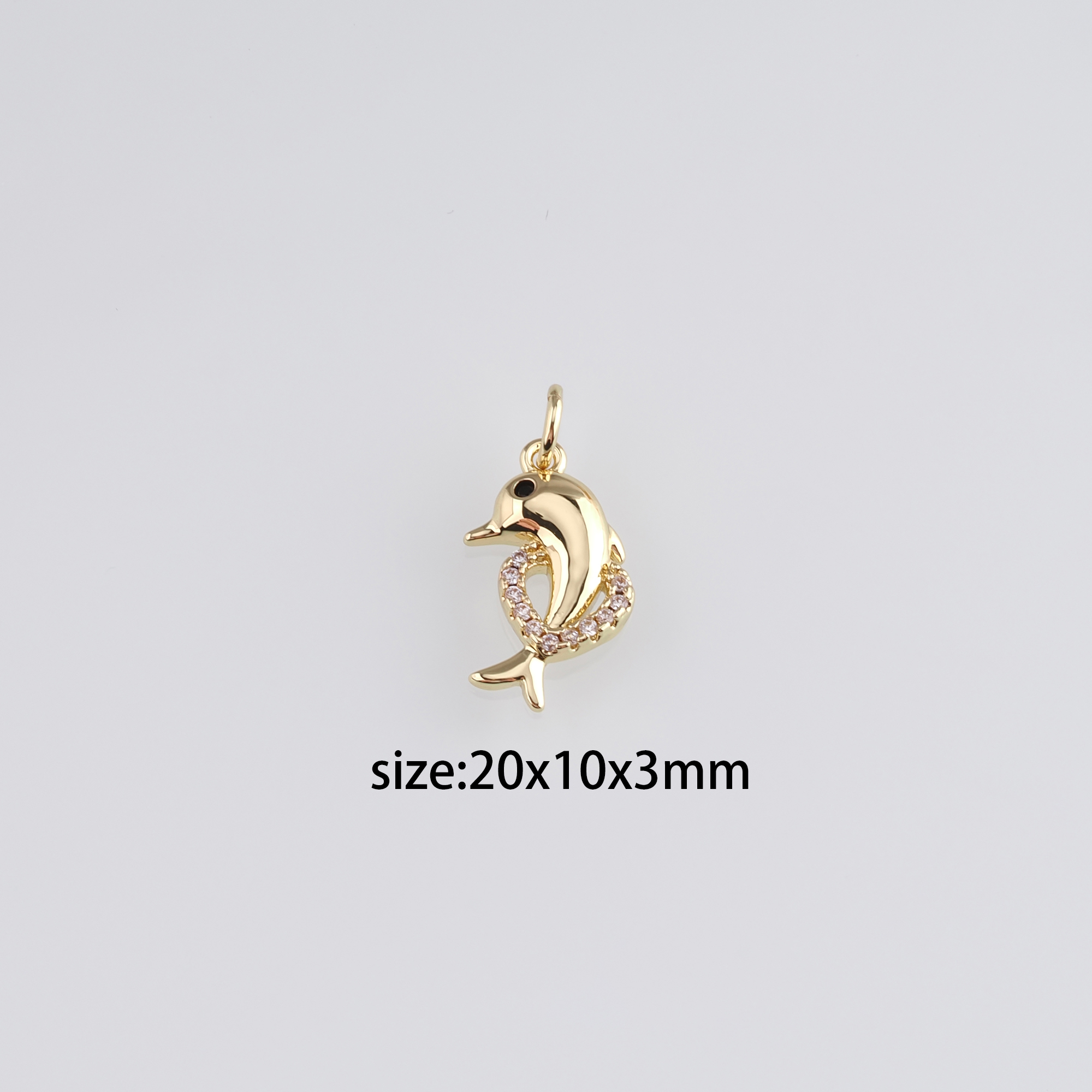 18K Gold Filled Dolphin Pendant,CZ Micro Pave Dolphin Charms Earrings Necklace for DIY Jewelry Making Supply