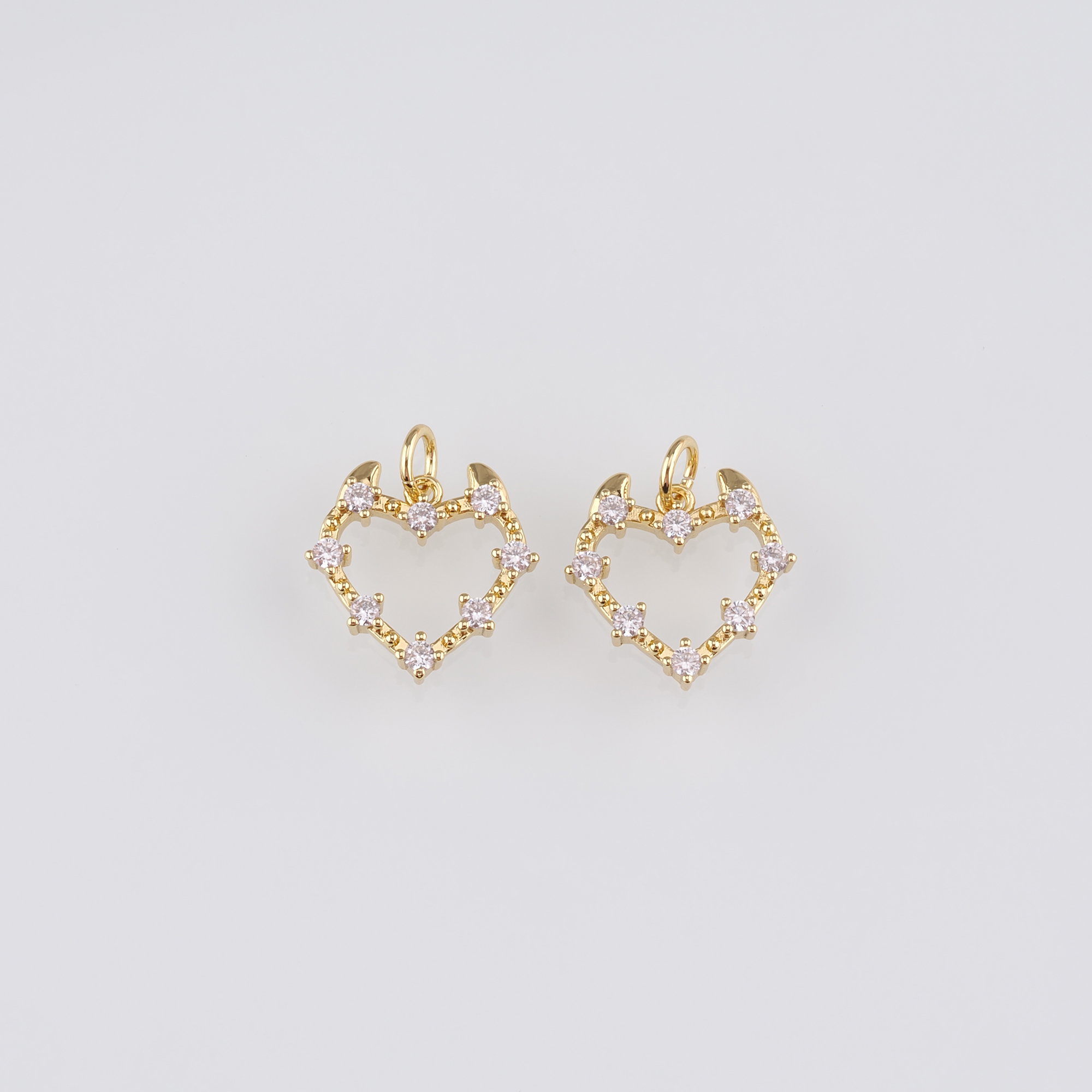 18K Gold Filled Heart Pendant,CZ Micro Pave Heart Charm Earrings Necklace for DIY Jewelry Making Supply