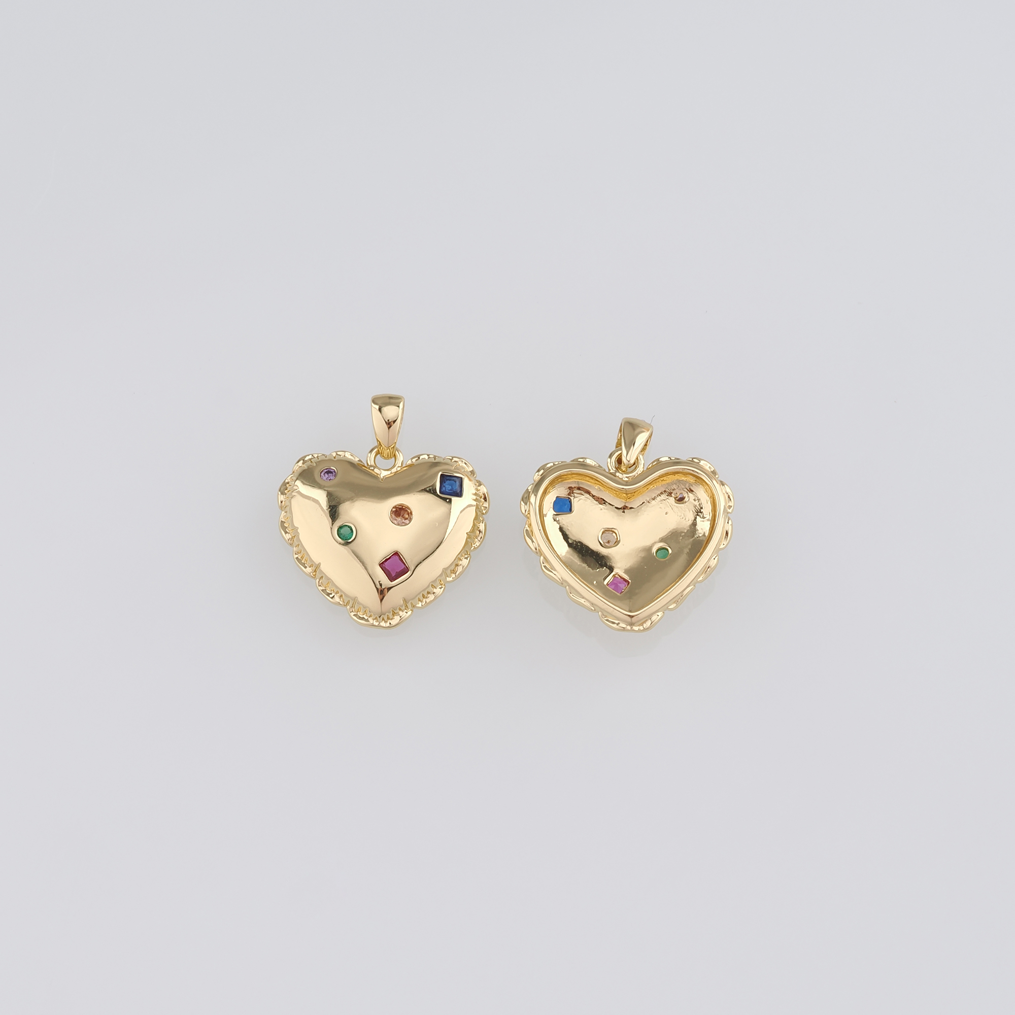 18K Gold Filled Heart Pendant,CZ Micro Pave Heart Charm Earrings Necklace for DIY Jewelry Making Supply