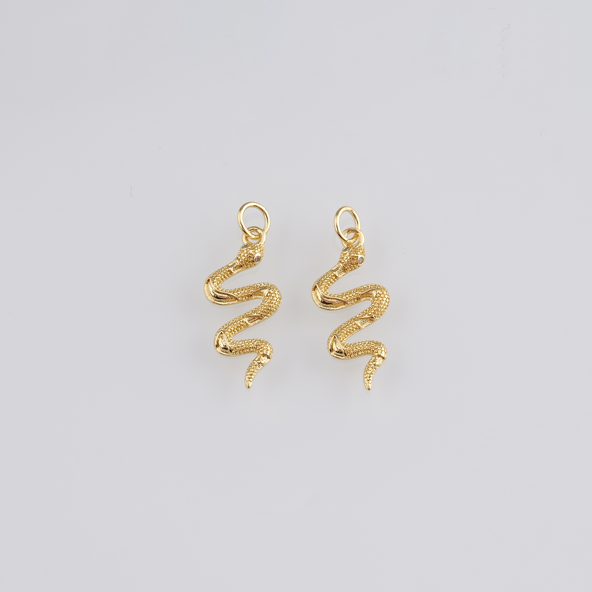 18K Gold Filled Snake Pendant,Reptile Charm Earrings Necklace for DIY Jewelry Making Supply