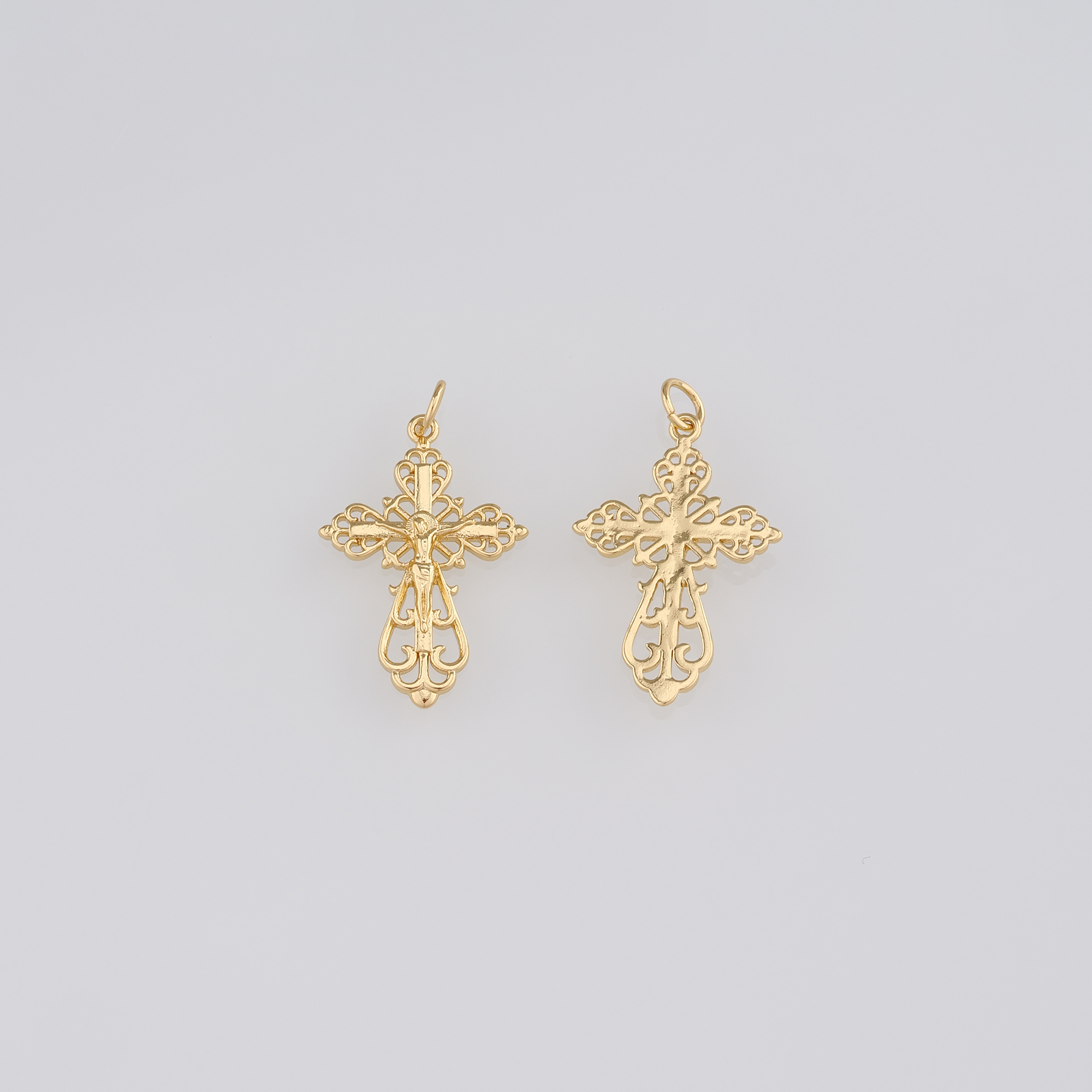 18K Gold Filled Cross Pendant,Cross Charm Earrings Necklace for DIY Jewelry Making Supply