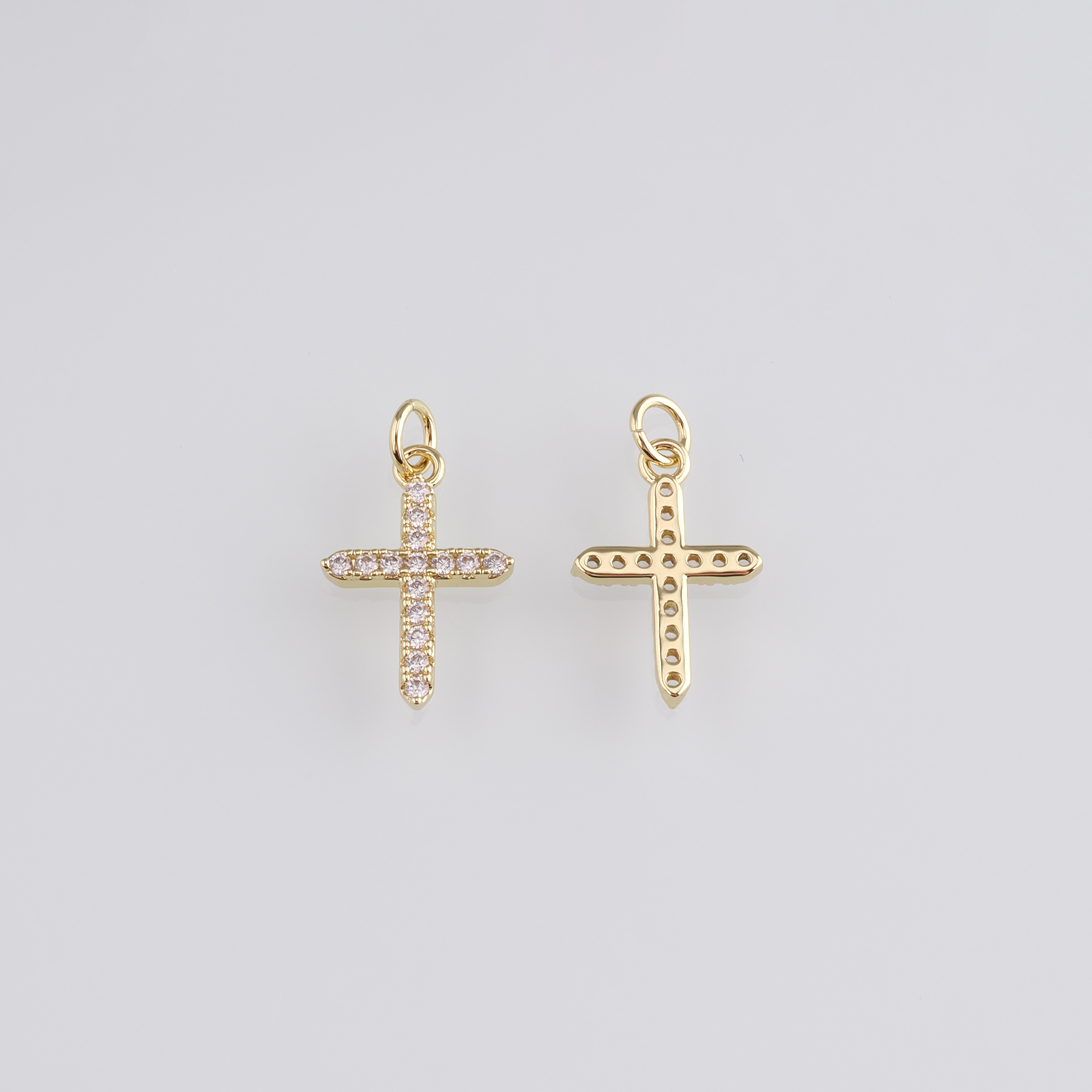 18K Gold Filled Cross Pendant,CZ Micro Pave Cross Charm Earrings Necklace for DIY Jewelry Making Supply