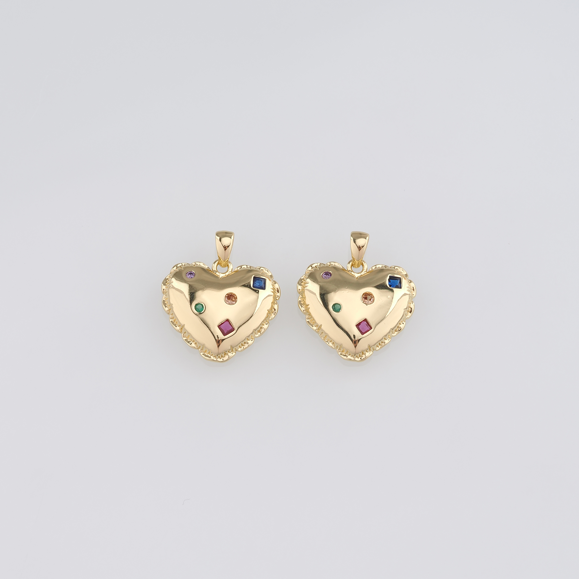 18K Gold Filled Heart Pendant,CZ Micro Pave Heart Charm Earrings Necklace for DIY Jewelry Making Supply