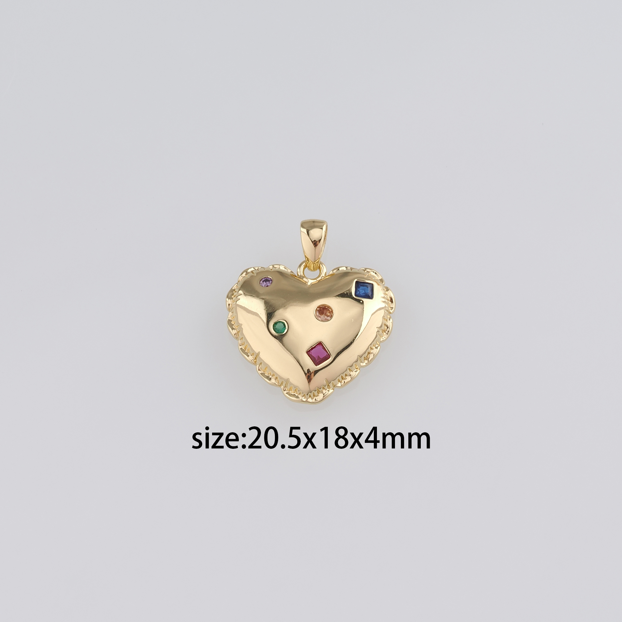 18K Gold Filled Heart Pendant,CZ Micro Pave Heart Charm Earrings Necklace for DIY Jewelry Making Supply