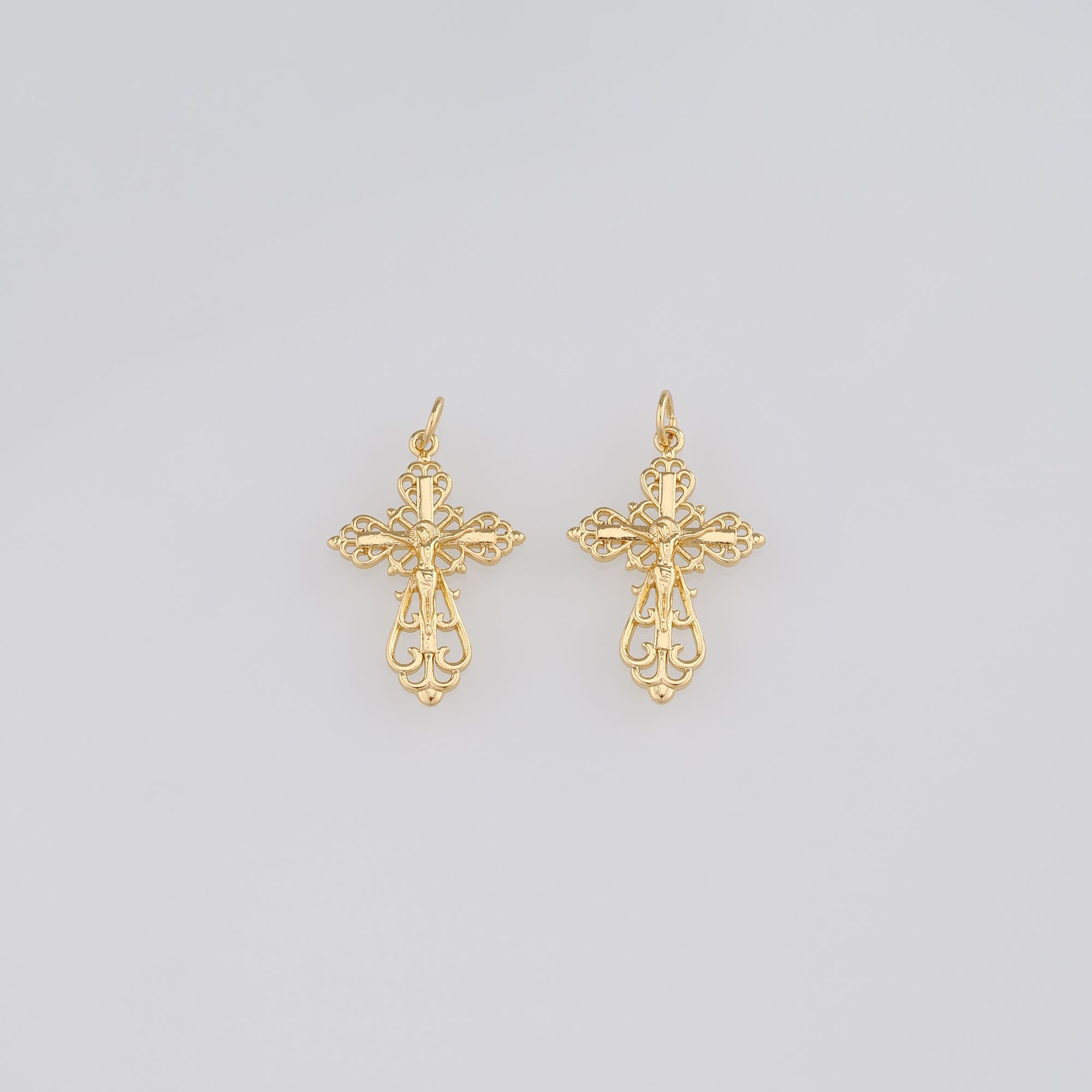 18K Gold Filled Cross Pendant,Cross Charm Earrings Necklace for DIY Jewelry Making Supply