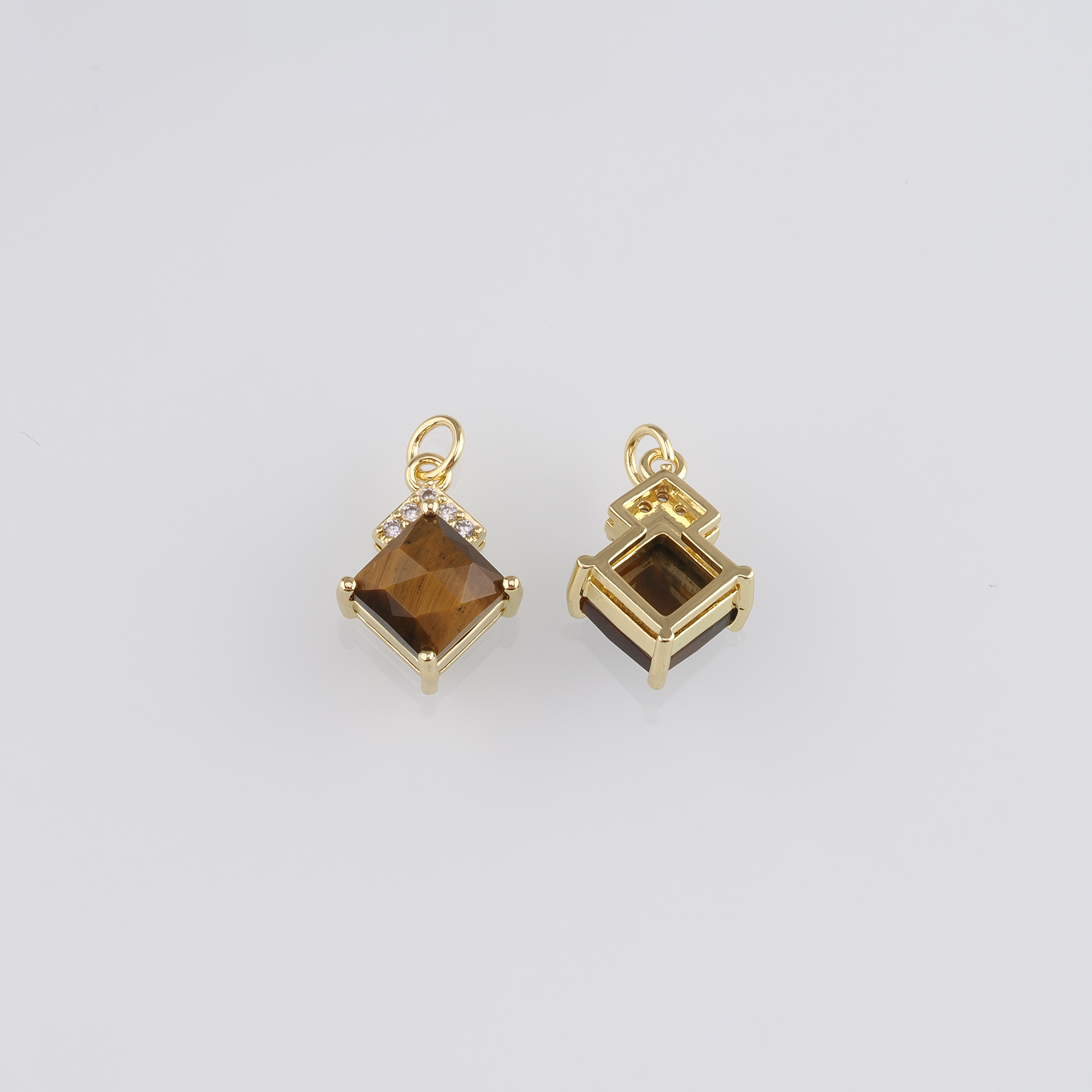 18K Gold Filled Square Pendant,Square Charm Earrings Necklace for DIY Jewelry Making Supply