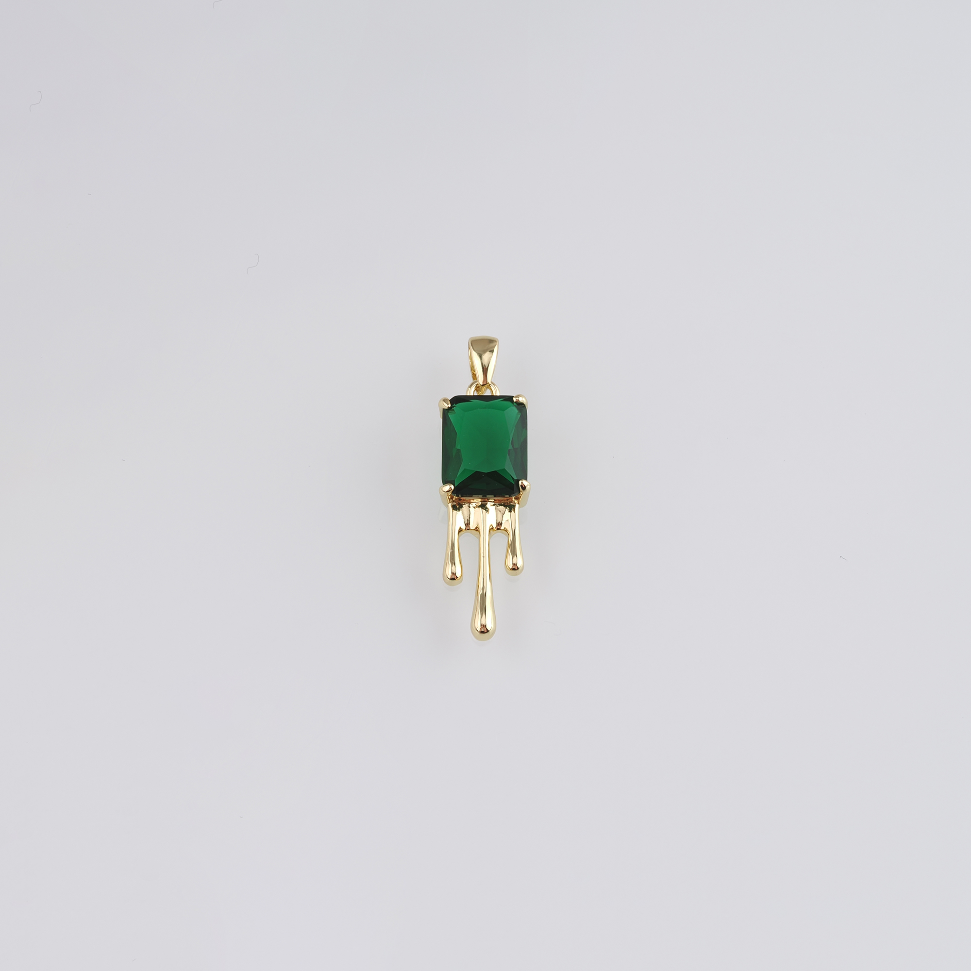 18K Gold Filled Rectangle Pendant,Crystal Rectangle Charm Earrings Necklace for DIY Jewelry Making Supply