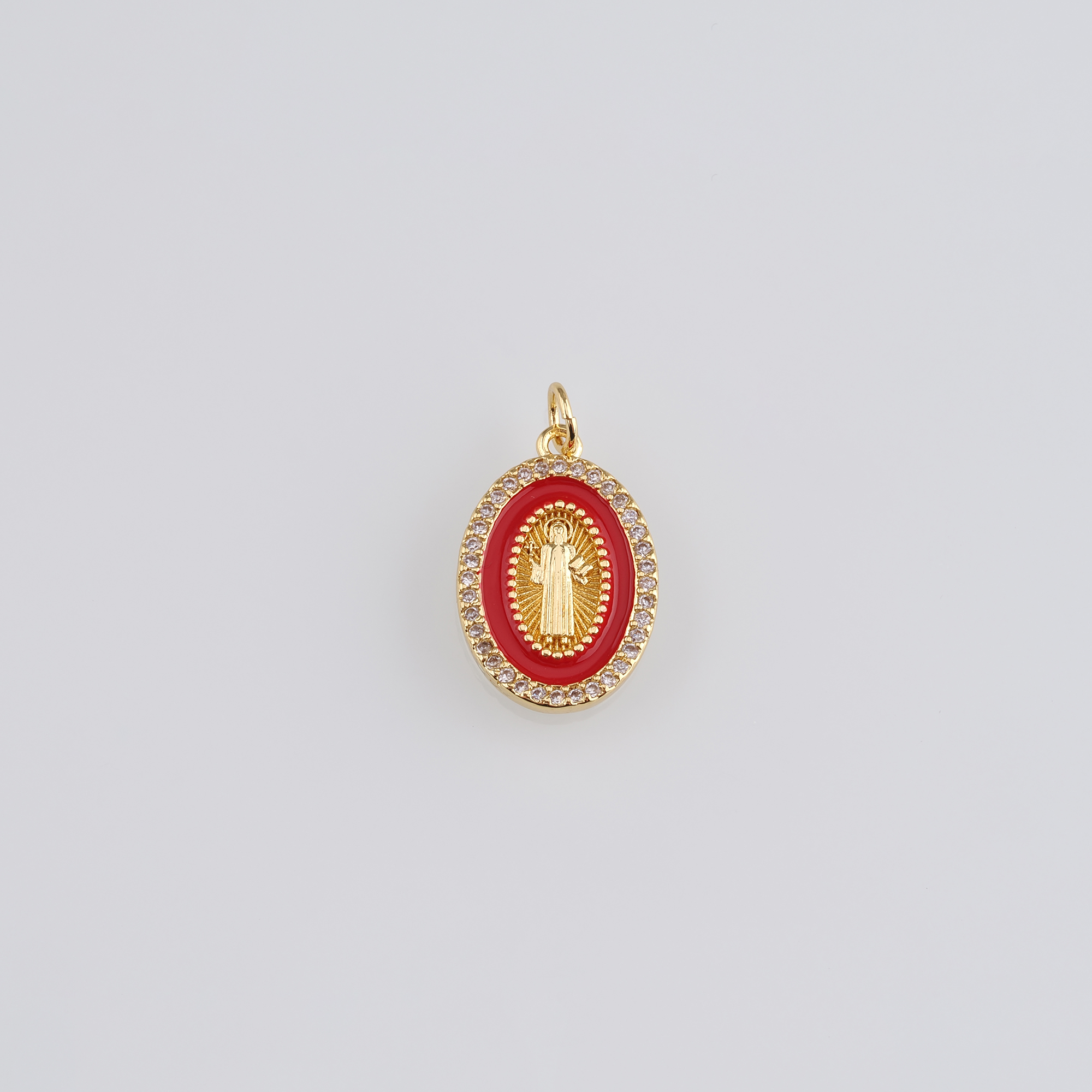 18K Gold Filled Virgin Mary Pendant,Enamel Virgin Mary Charm Earrings Necklace for DIY Jewelry Making Supply